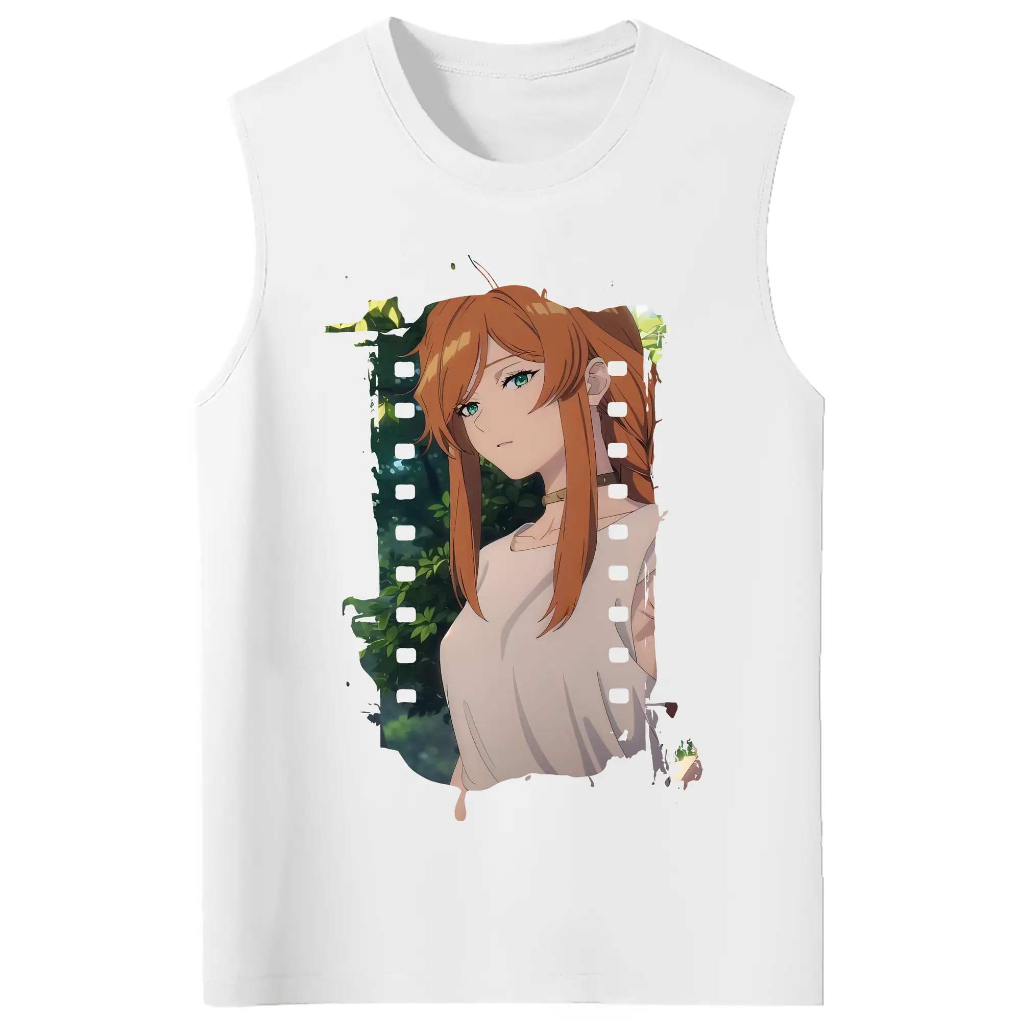 葬送のフリーレン（Frieren） グッズ,フランメ（Flamme） - コットン100％ タンクトップ ・ フロントプリント ・ タイトフィット ・ 快適 通気性 ・ スポーツ カジュアル 散歩用