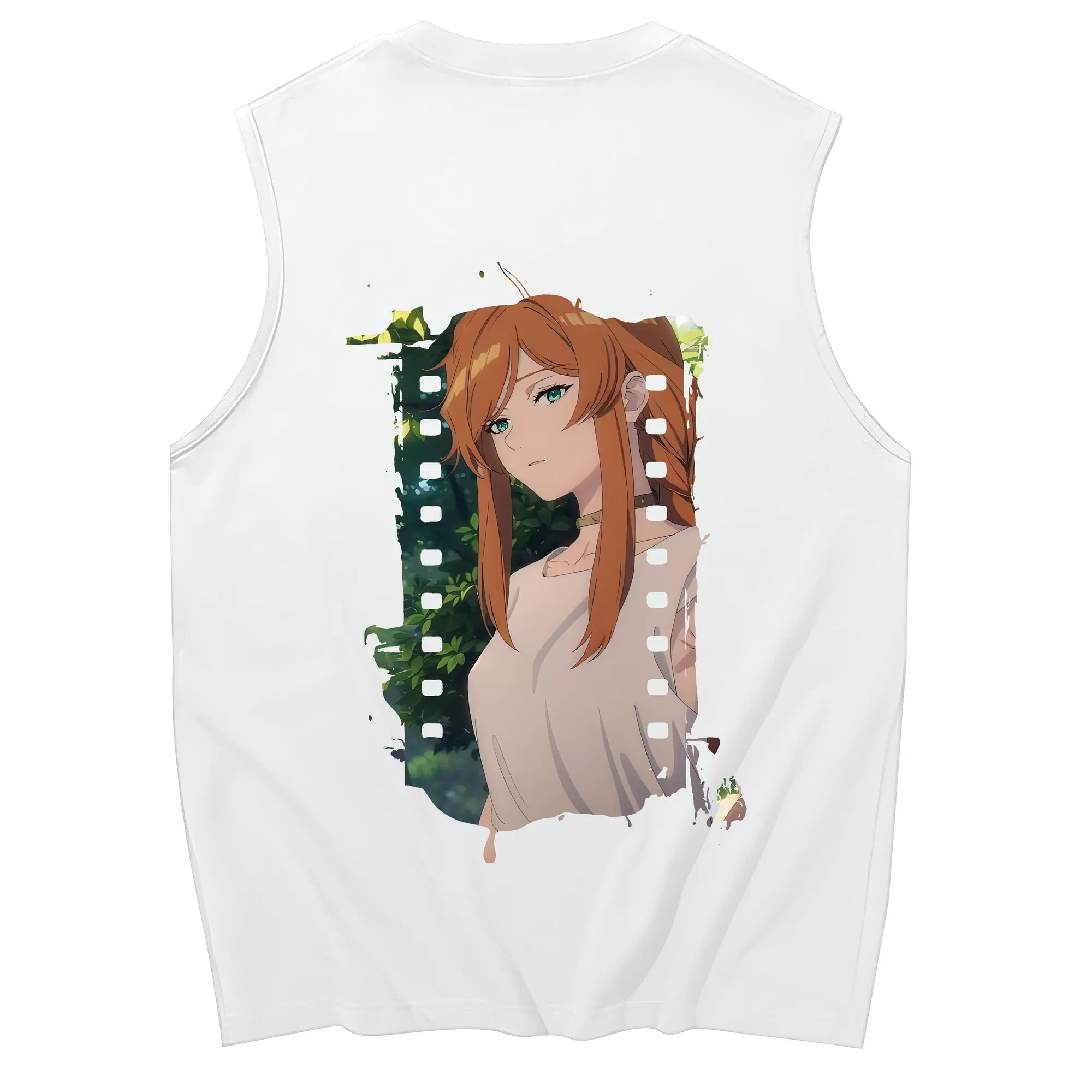 葬送のフリーレン（Frieren） グッズ,フランメ（Flamme） - コットン100％ タンクトップ ・ 背面プリント ・ タイトシルエット ・ 快適 通気性 ・ スポーツ カジュアル 散歩用