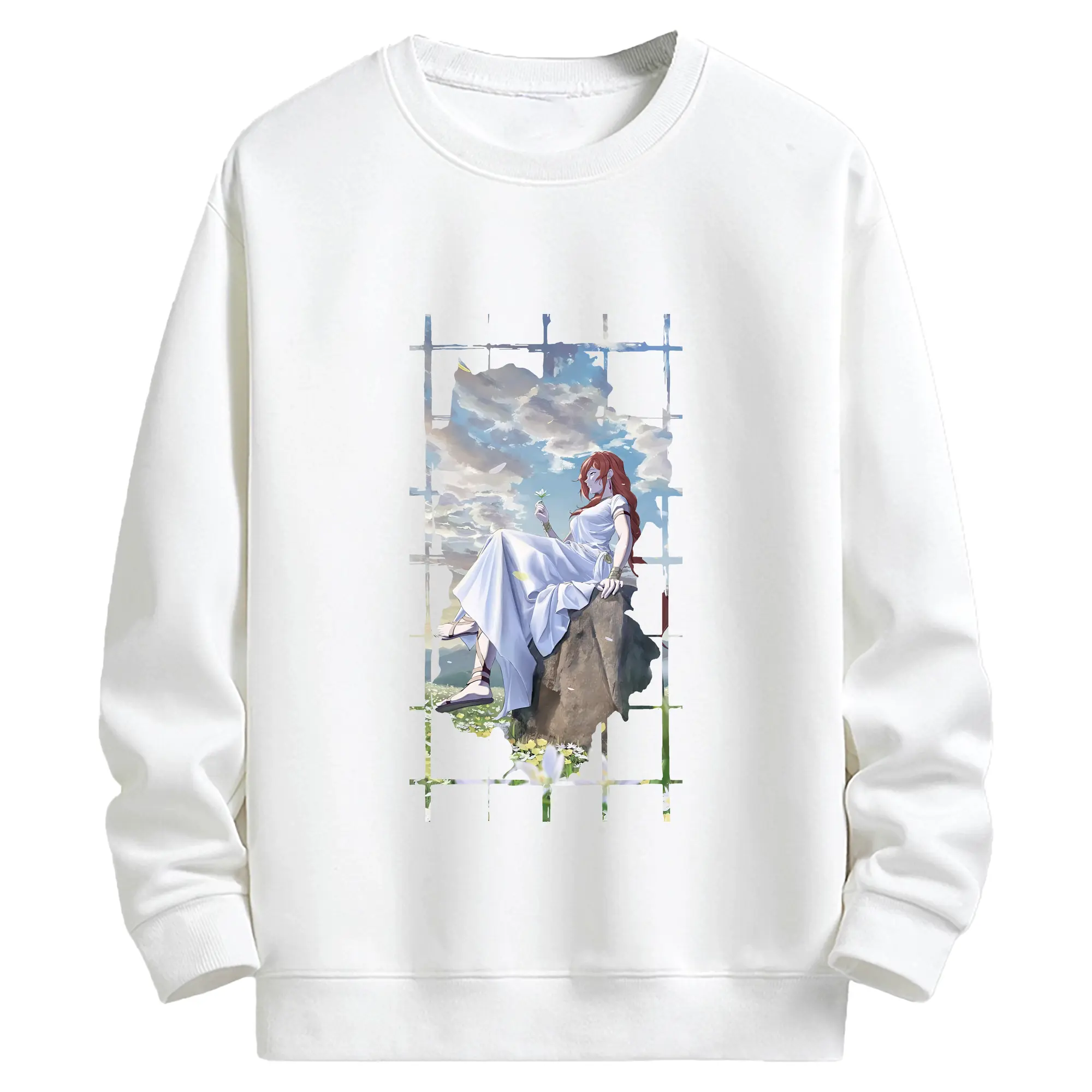 葬送のフリーレン（Frieren） グッズ,フランメ（Flamme） - 高品質 クルーネック スウェット ・ コットン59％ ポリエステル41％ ・ ユニセックス 長袖 トレーナー ・ カジュアル デイリー スポーツ 散歩用