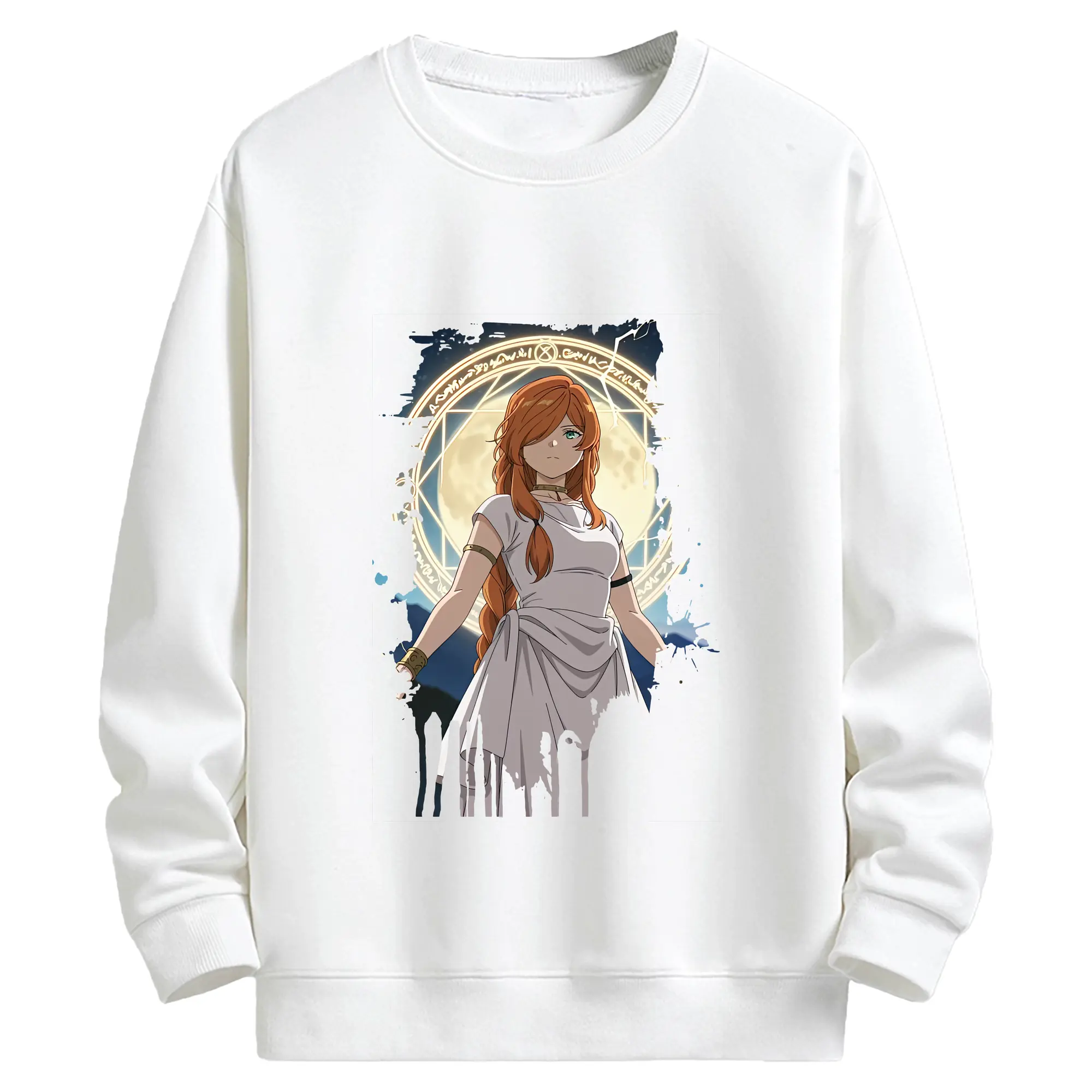 葬送のフリーレン（Frieren） グッズ,フランメ（Flamme） - 高品質 クルーネック スウェット ・ コットン59％ ポリエステル41％ ・ ユニセックス 長袖 トレーナー ・ カジュアル デイリー スポーツ 散歩用