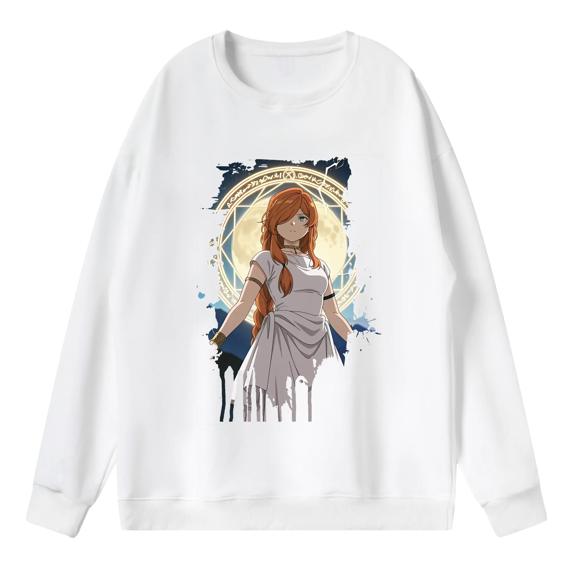 葬送のフリーレン（Frieren） グッズ,フランメ（Flamme） - 薄手 クルーネック スウェット 裏毛260g · ポリエステル 春秋向け カジュアル 男女兼用 · トレーナー デイリー スポーツ 散歩に最適