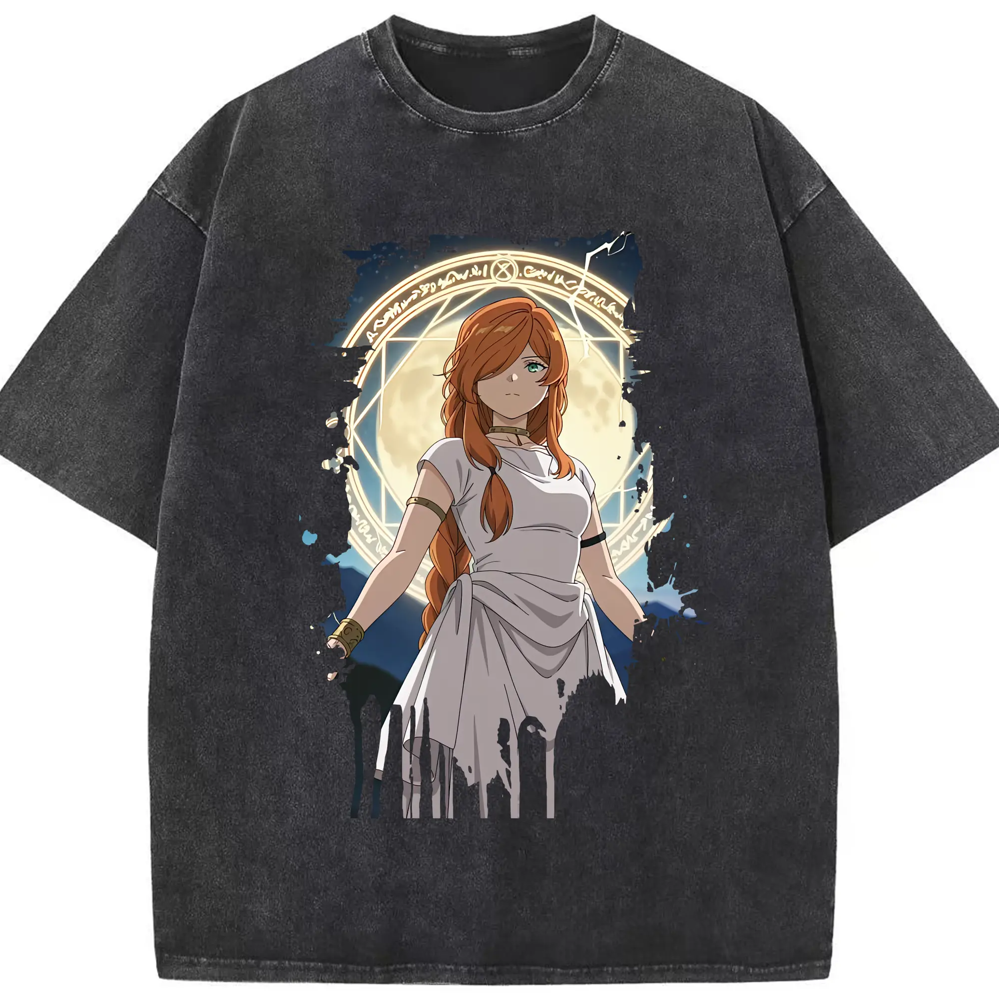 葬送のフリーレン（Frieren） グッズ,フランメ（Flamme） - 綿100％ ヴィンテージ風 半袖Tシャツ ・ フロントプリント ・ 柔らか肌触り ・ 通気性 快適 ・ スポーツ カジュアル 外出用