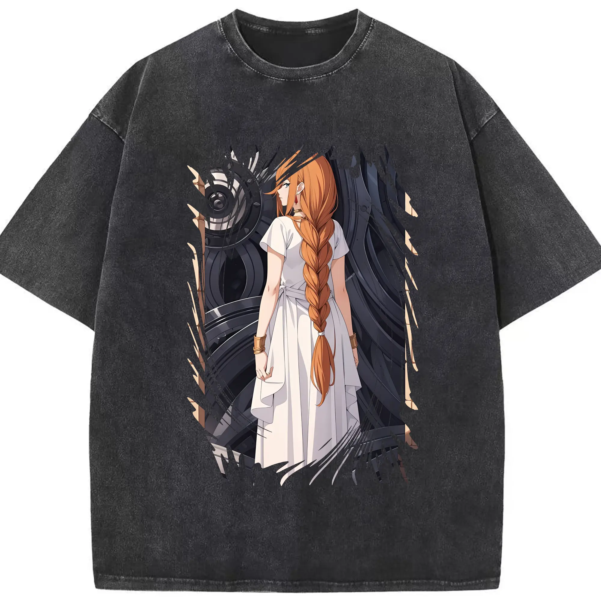 葬送のフリーレン（Frieren） グッズ,フランメ（Flamme） - 綿100％ ヴィンテージ風 半袖Tシャツ ・ フロントプリント ・ 柔らか肌触り ・ 通気性 快適 ・ スポーツ カジュアル 外出用