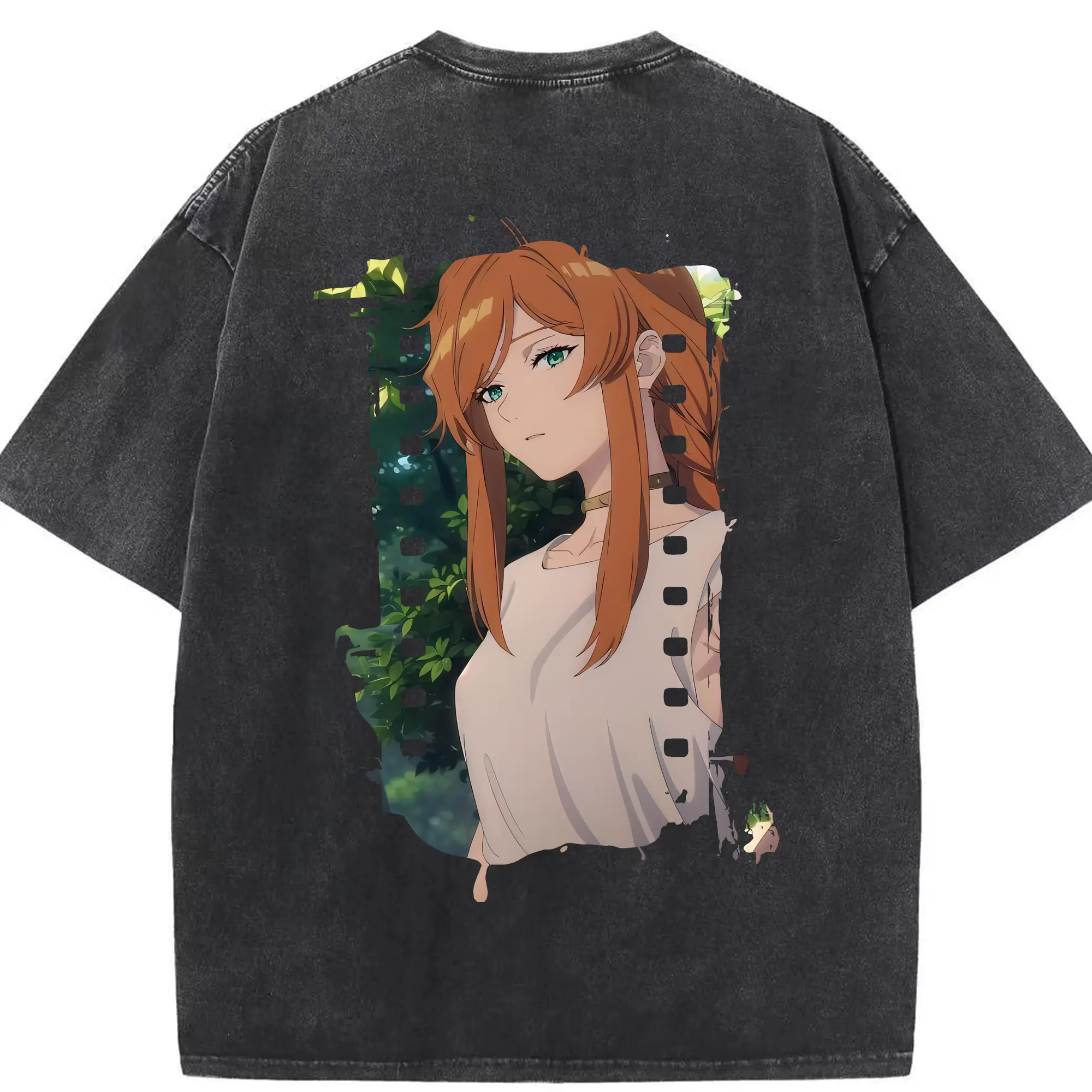 葬送のフリーレン（Frieren） グッズ,フランメ（Flamme） - 綿100％ ヴィンテージ風 半袖Tシャツ ・ 背面プリント ・ 柔らか肌触り ・ 通気性 快適 ・ スポーツ カジュアル 外出用