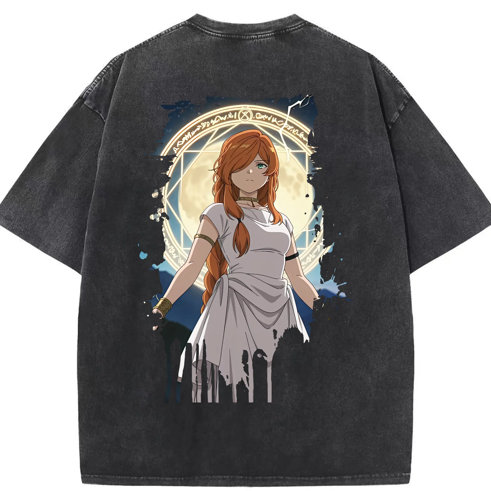 葬送のフリーレン（Frieren） グッズ,フランメ（Flamme） - 綿100％ ヴィンテージ風 半袖Tシャツ ・ 背面プリント ・ 柔らか肌触り ・ 通気性 快適 ・ スポーツ カジュアル 外出用