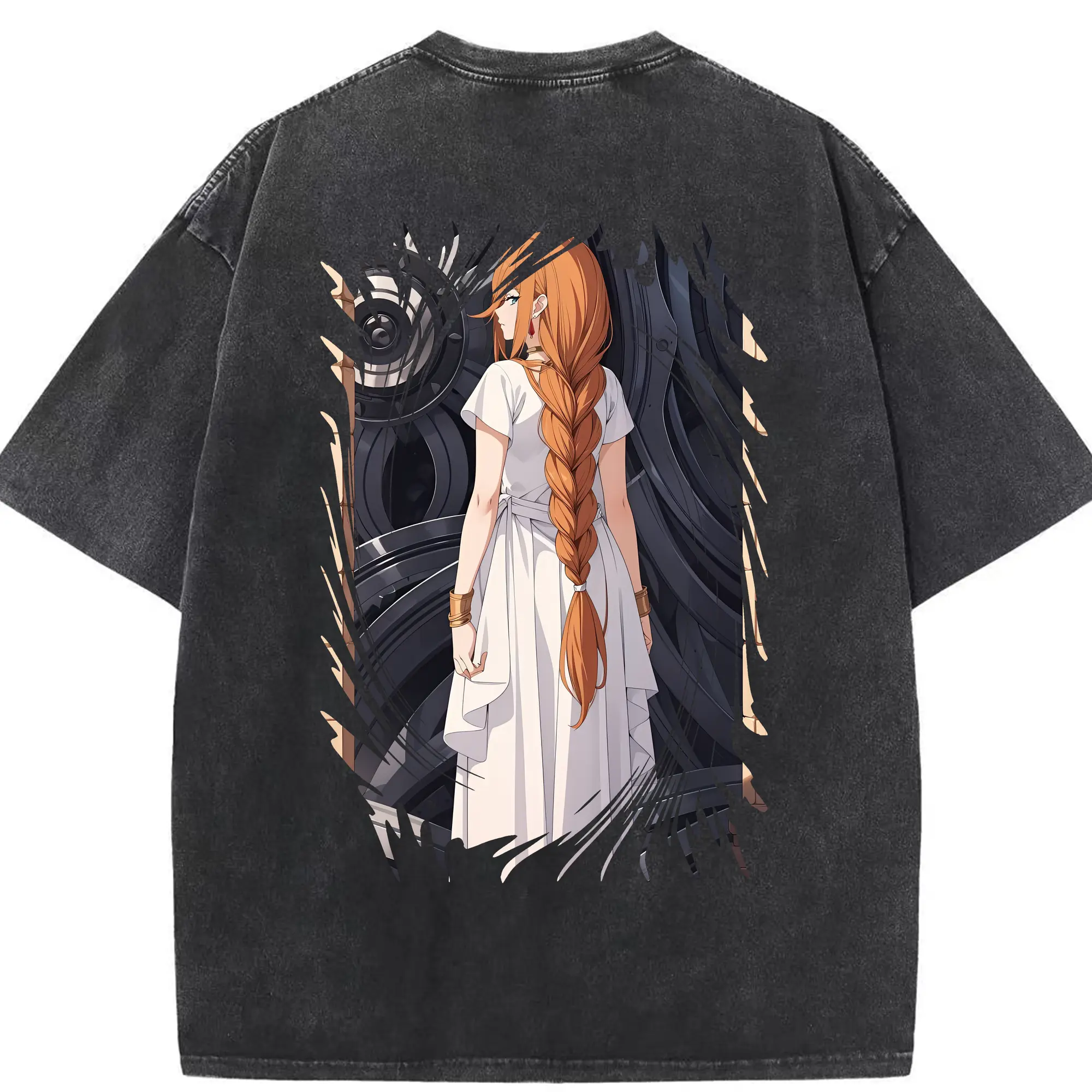 葬送のフリーレン（Frieren） グッズ,フランメ（Flamme） - 綿100％ ヴィンテージ風 半袖Tシャツ ・ 背面プリント ・ 柔らか肌触り ・ 通気性 快適 ・ スポーツ カジュアル 外出用