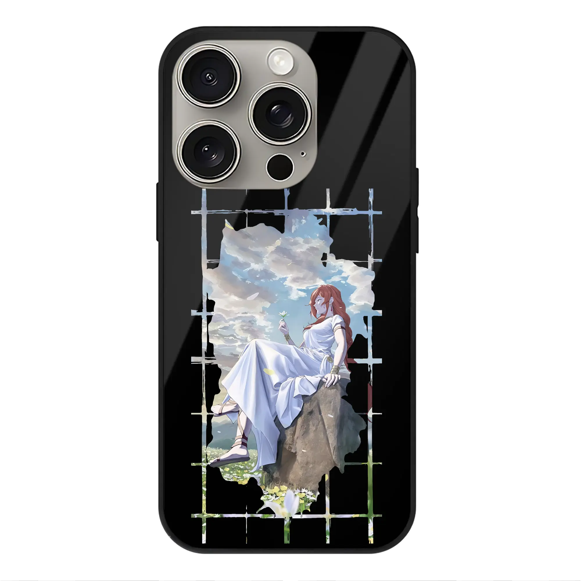 葬送のフリーレン（Frieren） グッズ,フランメ（Flamme） - IPhone15Pro対応 ・ スマホケース ・ 背面ガラス ・ TPU+強化ガラス ・ 耐衝撃 ・ 黄変防止 ・ ワイヤレス充電対応 ・ 3D立体ボタン