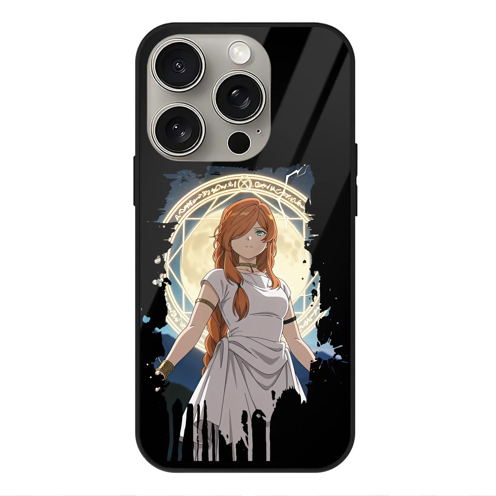 葬送のフリーレン（Frieren） グッズ,フランメ（Flamme） - IPhone15Pro対応 ・ スマホケース ・ 背面ガラス ・ TPU+強化ガラス ・ 耐衝撃 ・ 黄変防止 ・ ワイヤレス充電対応 ・ 3D立体ボタン