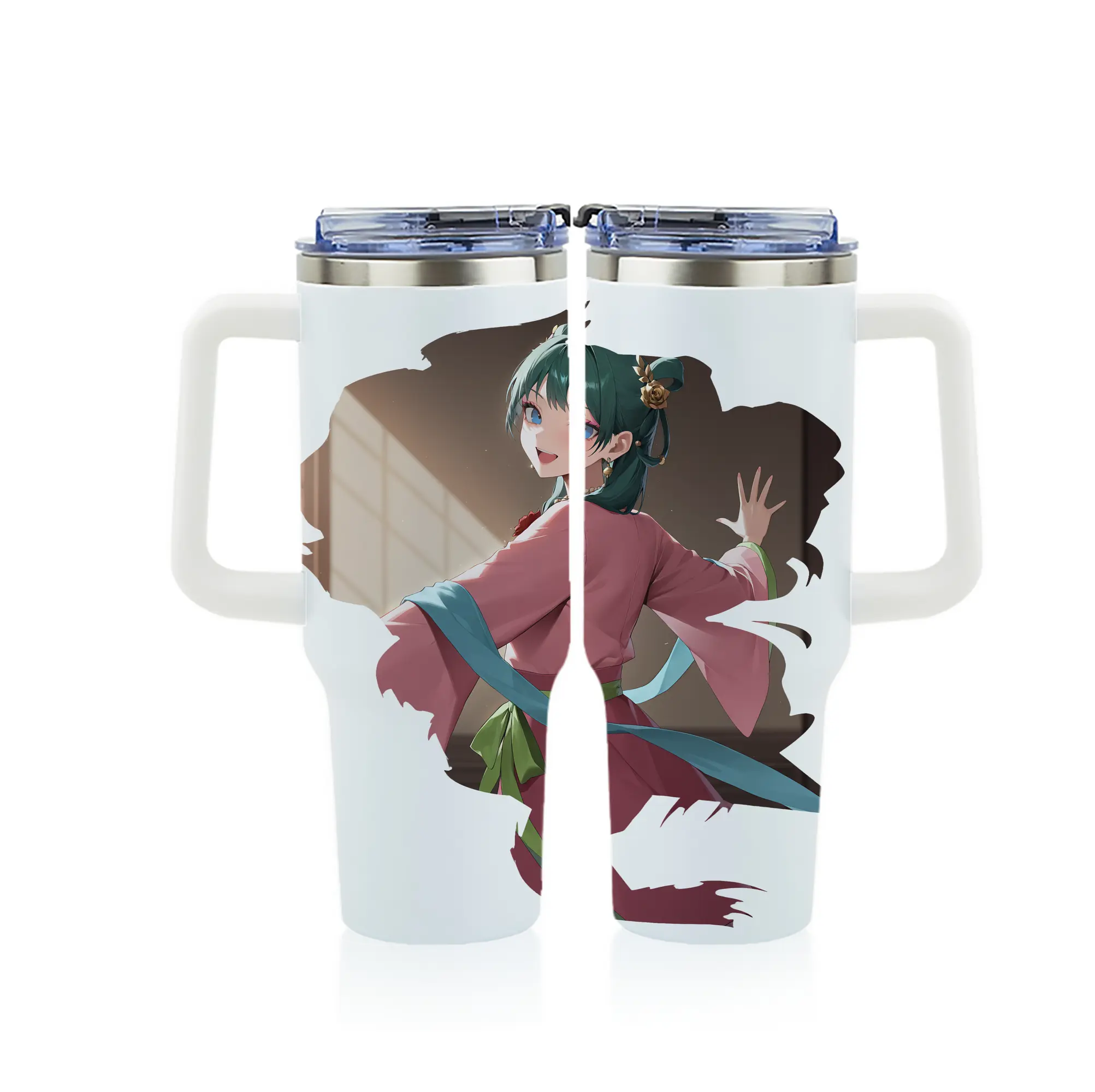 薬屋のひとりごと グッズ,猫猫 - 1200mL フルプリント車用タンブラー ・ 304ステンレス 内側 ・ 201ステンレス 外側 ・ 保温 保冷 ・ 通勤 ドライブ アウトドア用