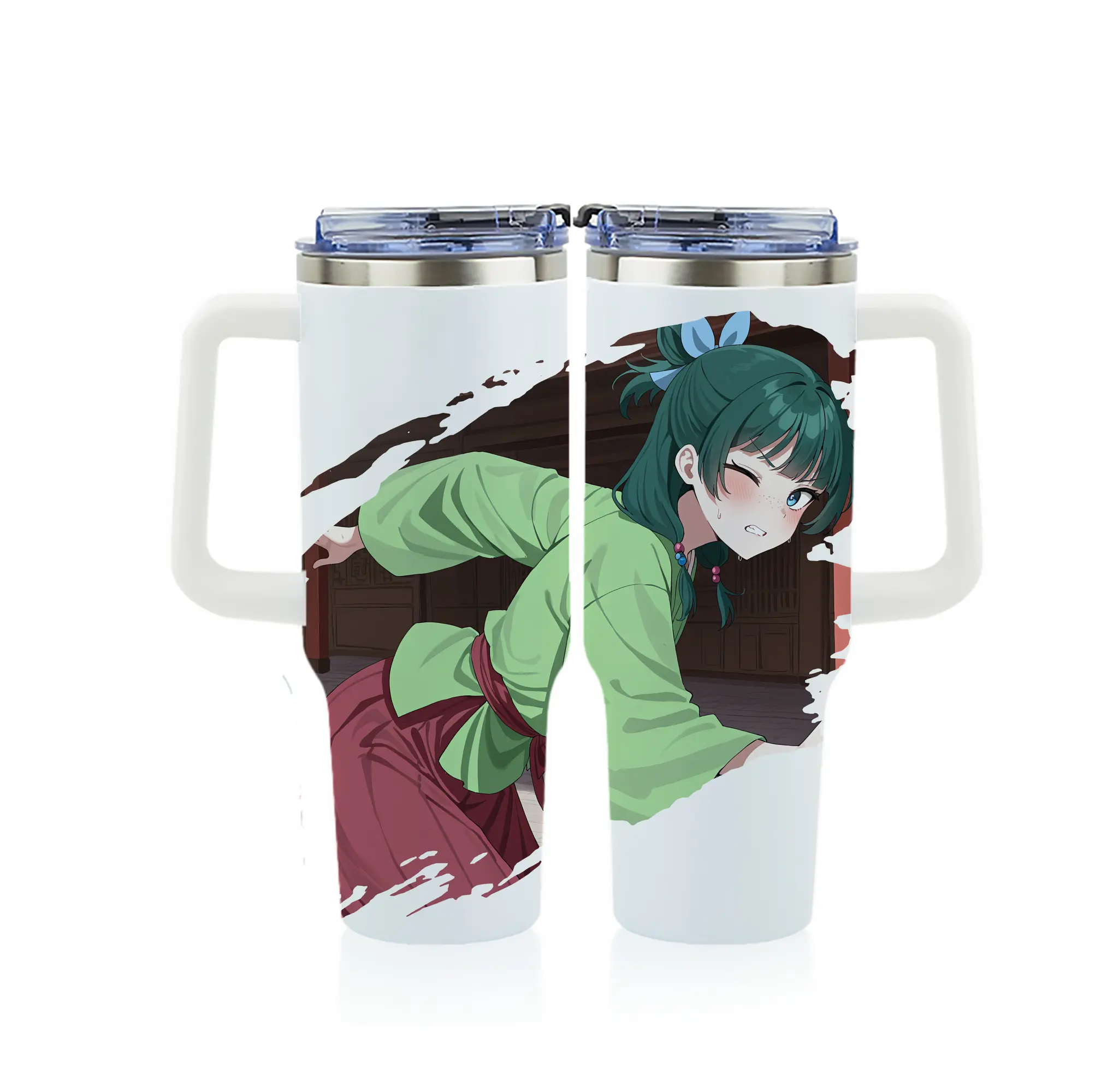 薬屋のひとりごと グッズ,猫猫 - 1200mL フルプリント車用タンブラー ・ 304ステンレス 内側 ・ 201ステンレス 外側 ・ 保温 保冷 ・ 通勤 ドライブ アウトドア用