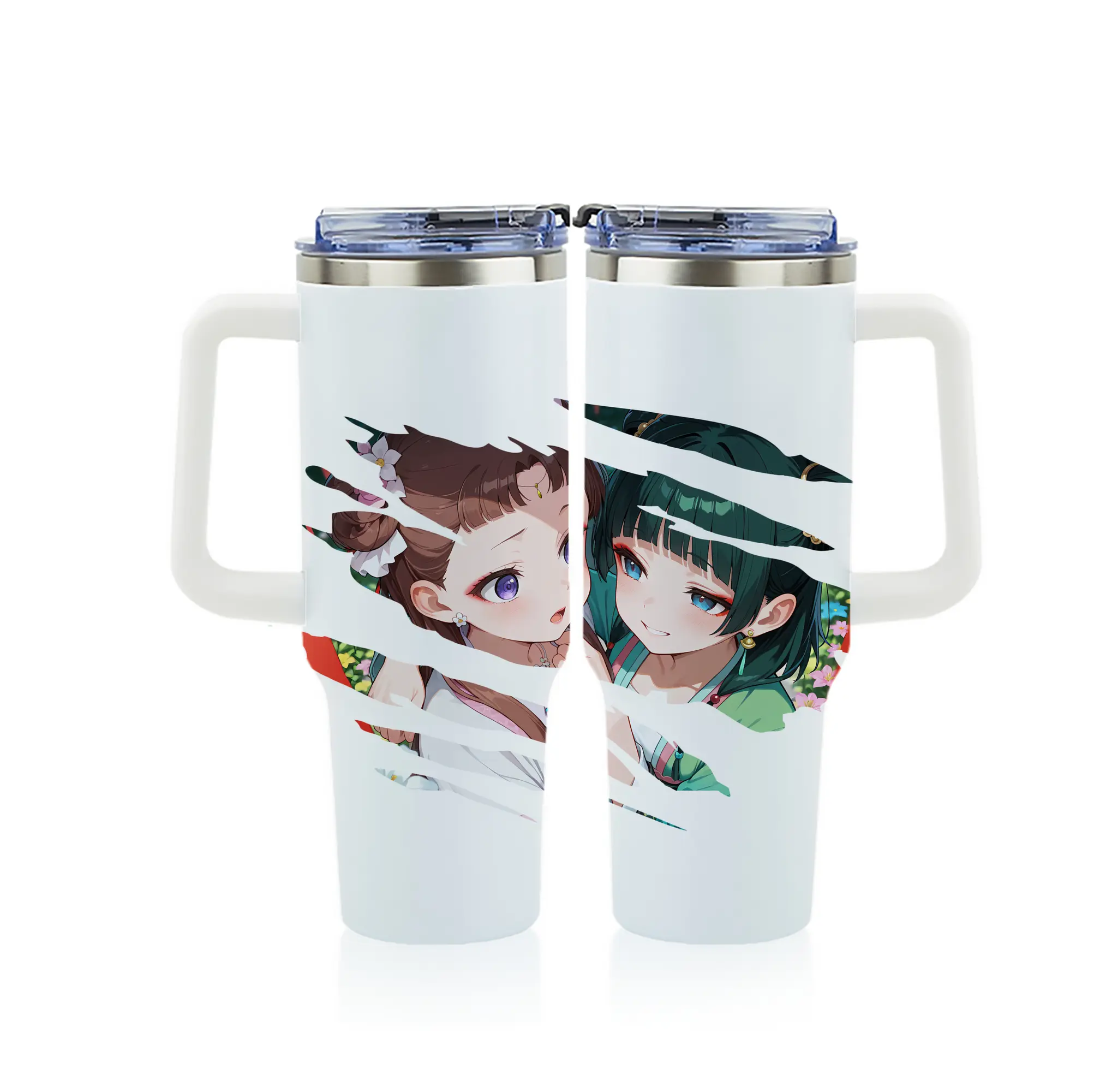 薬屋のひとりごと グッズ,猫猫 - 1200mL フルプリント車用タンブラー ・ 304ステンレス 内側 ・ 201ステンレス 外側 ・ 保温 保冷 ・ 通勤 ドライブ アウトドア用