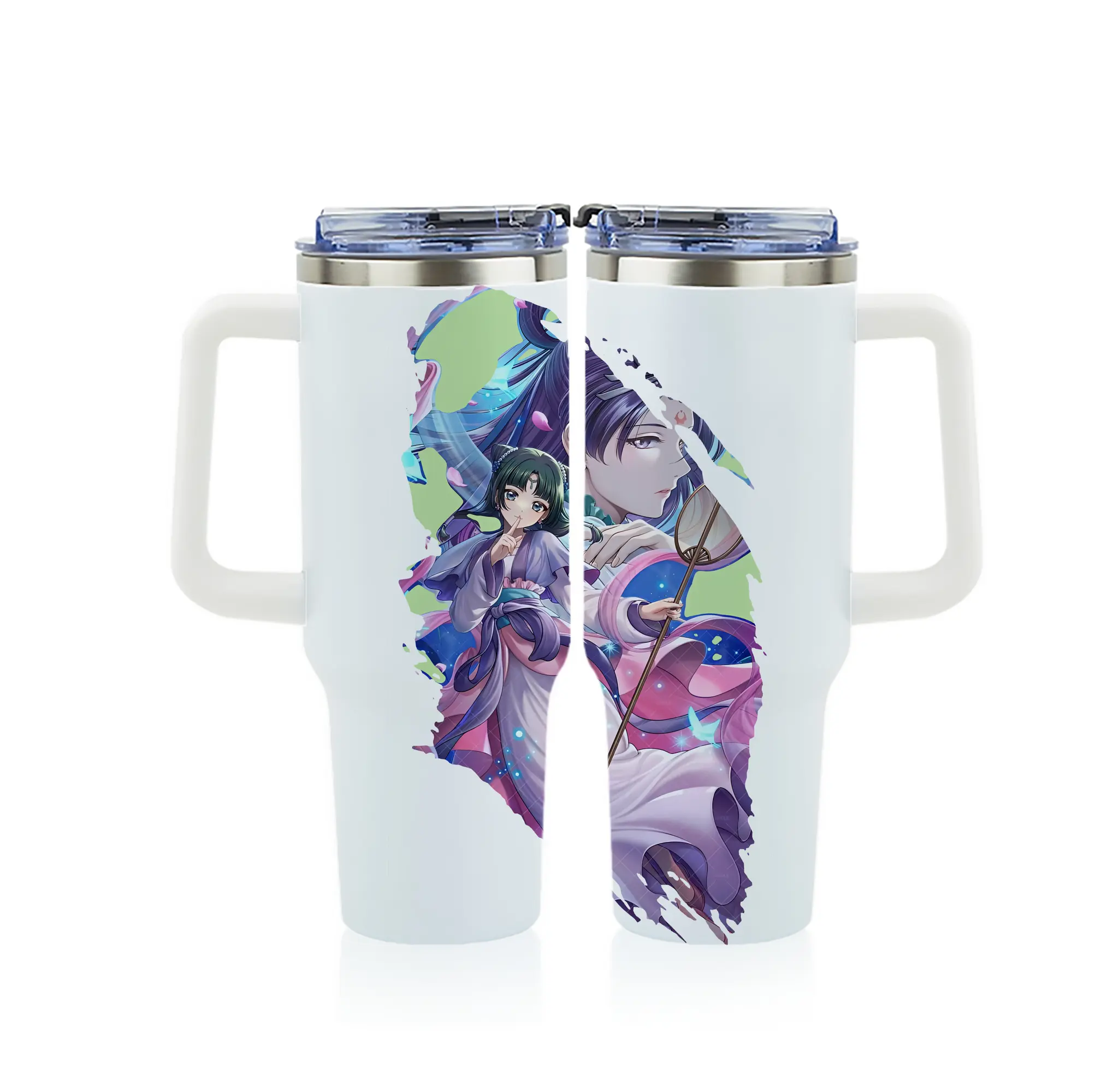 薬屋のひとりごと グッズ,猫猫 - 1200mL フルプリント車用タンブラー ・ 304ステンレス 内側 ・ 201ステンレス 外側 ・ 保温 保冷 ・ 通勤 ドライブ アウトドア用