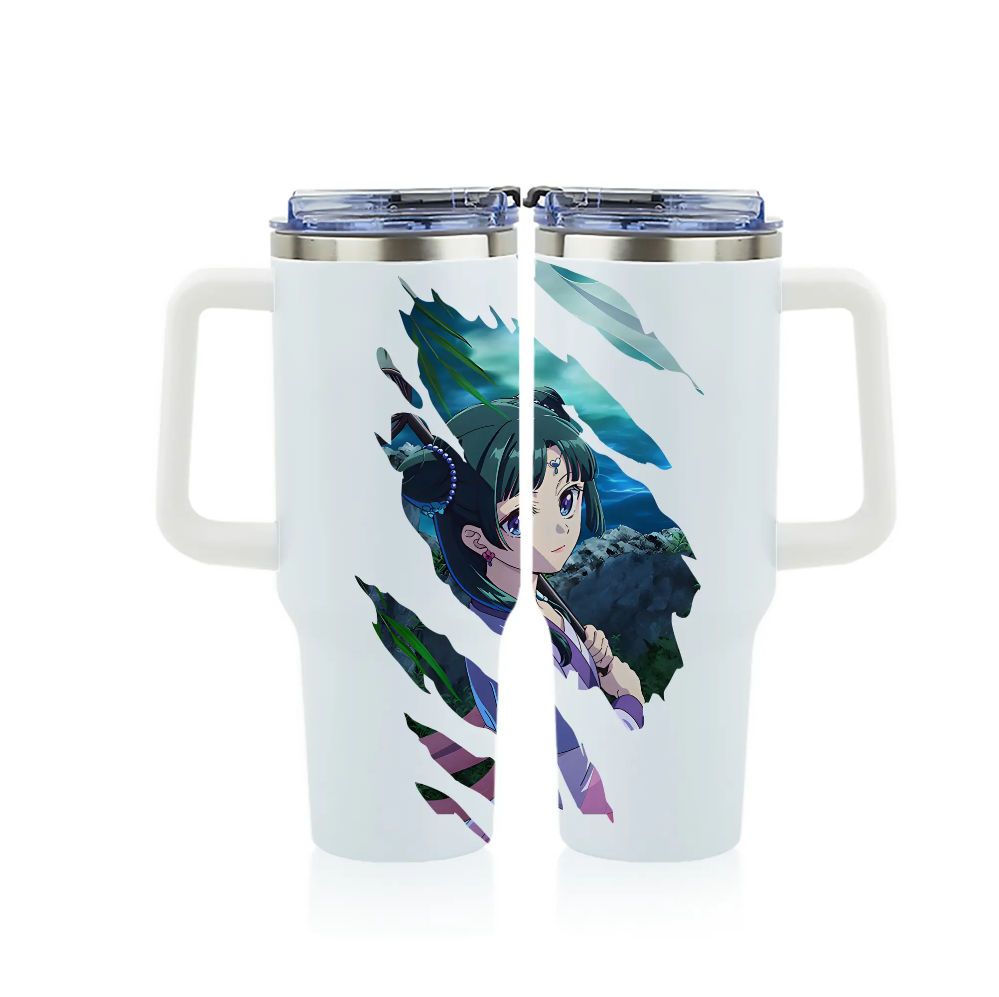 薬屋のひとりごと グッズ,猫猫 - 1200mL フルプリント車用タンブラー ・ 304ステンレス 内側 ・ 201ステンレス 外側 ・ 保温 保冷 ・ 通勤 ドライブ アウトドア用