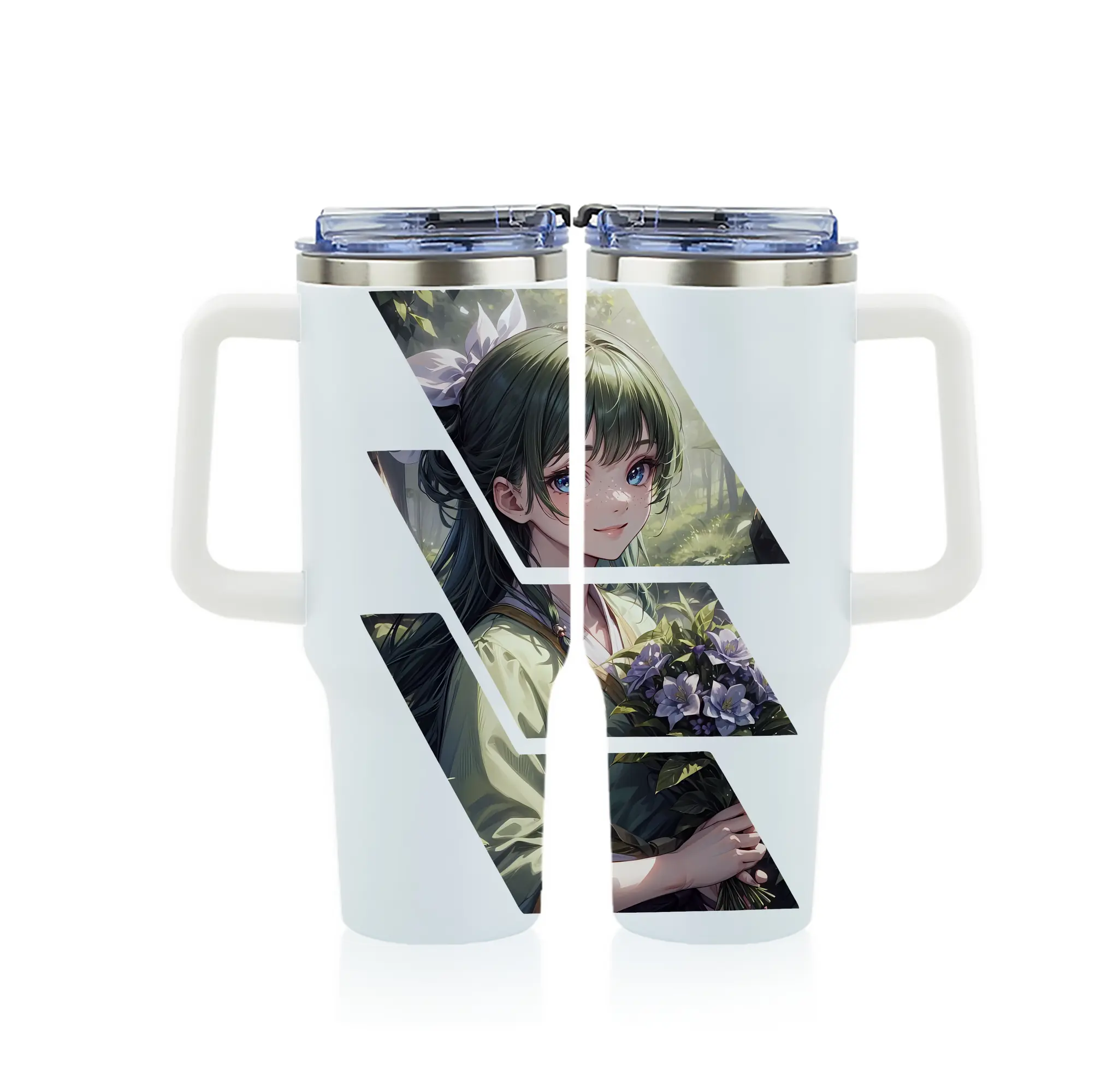 薬屋のひとりごと グッズ,猫猫 - 1200mL フルプリント車用タンブラー ・ 304ステンレス 内側 ・ 201ステンレス 外側 ・ 保温 保冷 ・ 通勤 ドライブ アウトドア用