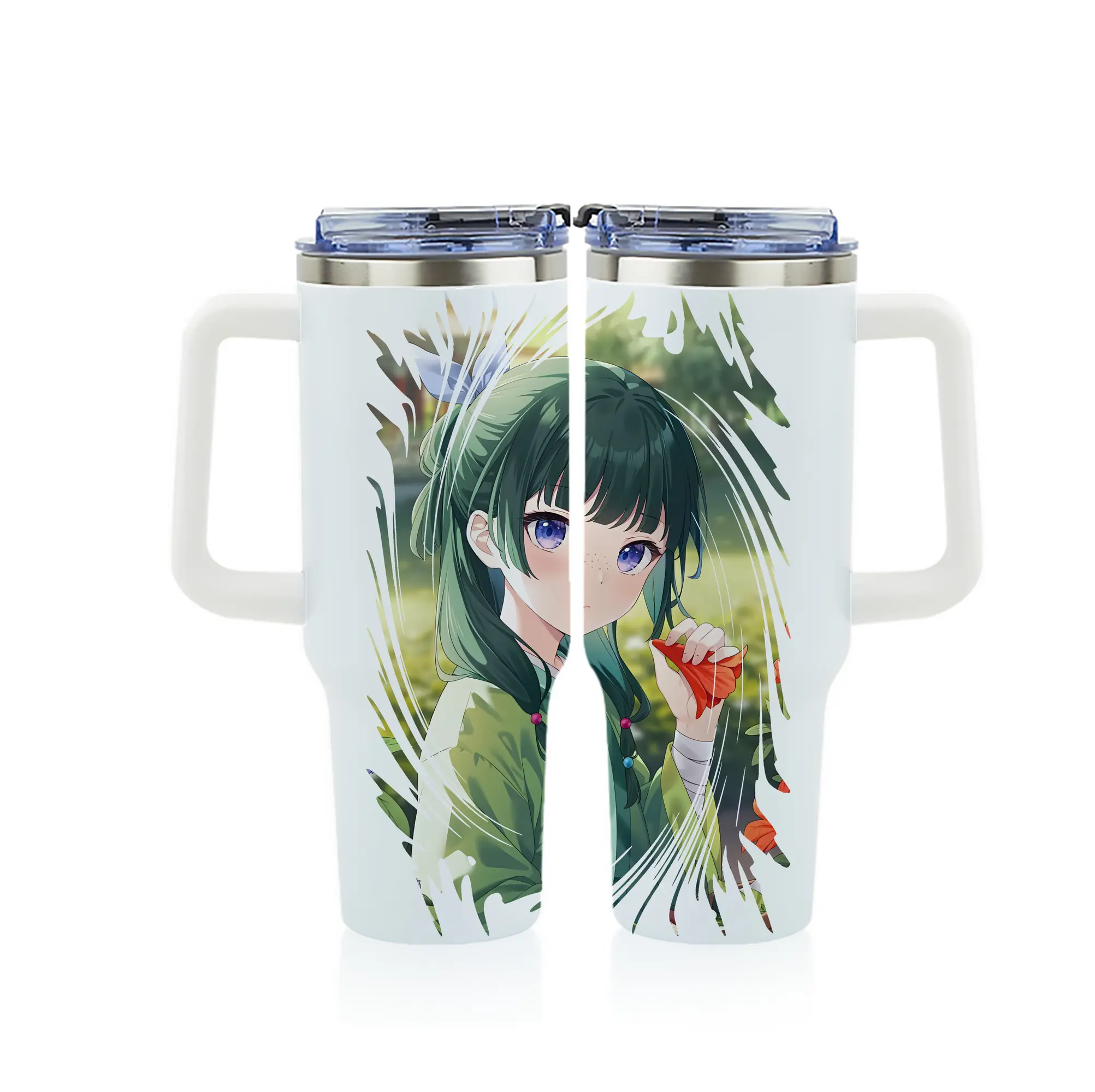 薬屋のひとりごと グッズ,猫猫 - 1200mL フルプリント車用タンブラー ・ 304ステンレス 内側 ・ 201ステンレス 外側 ・ 保温 保冷 ・ 通勤 ドライブ アウトドア用