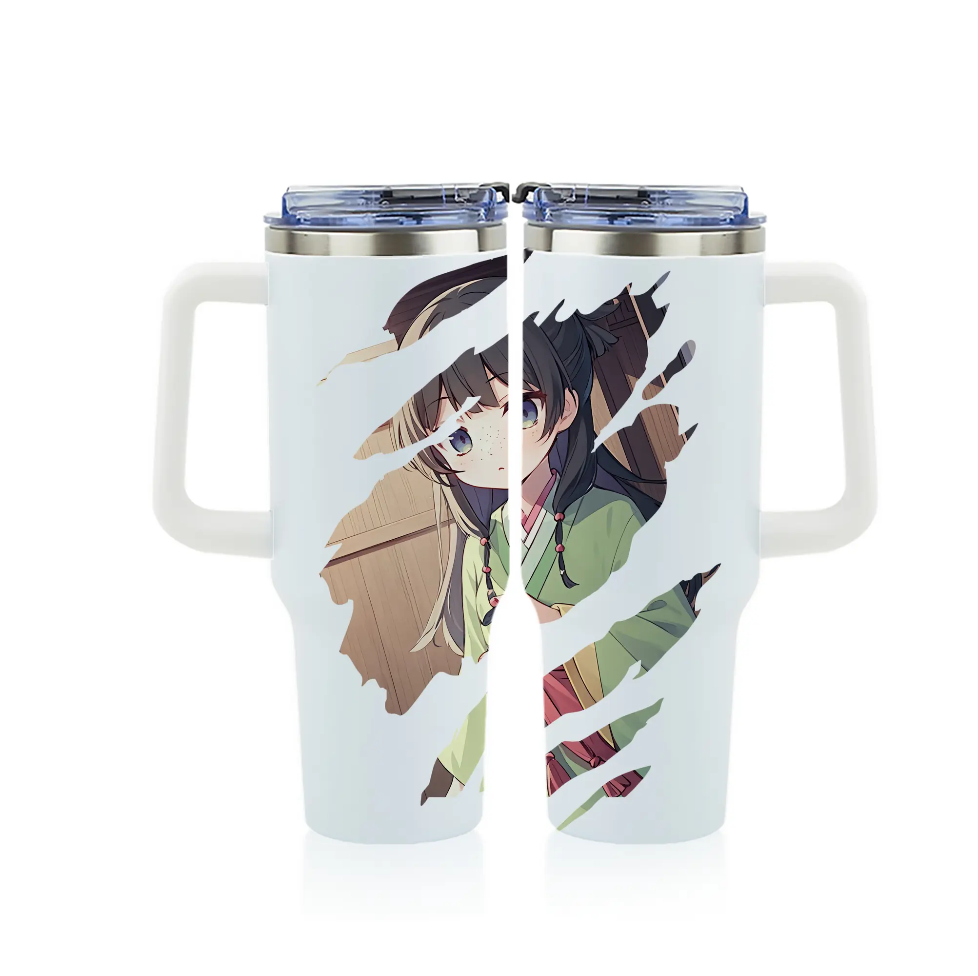 薬屋のひとりごと グッズ,猫猫 - 1200mL フルプリント車用タンブラー ・ 304ステンレス 内側 ・ 201ステンレス 外側 ・ 保温 保冷 ・ 通勤 ドライブ アウトドア用