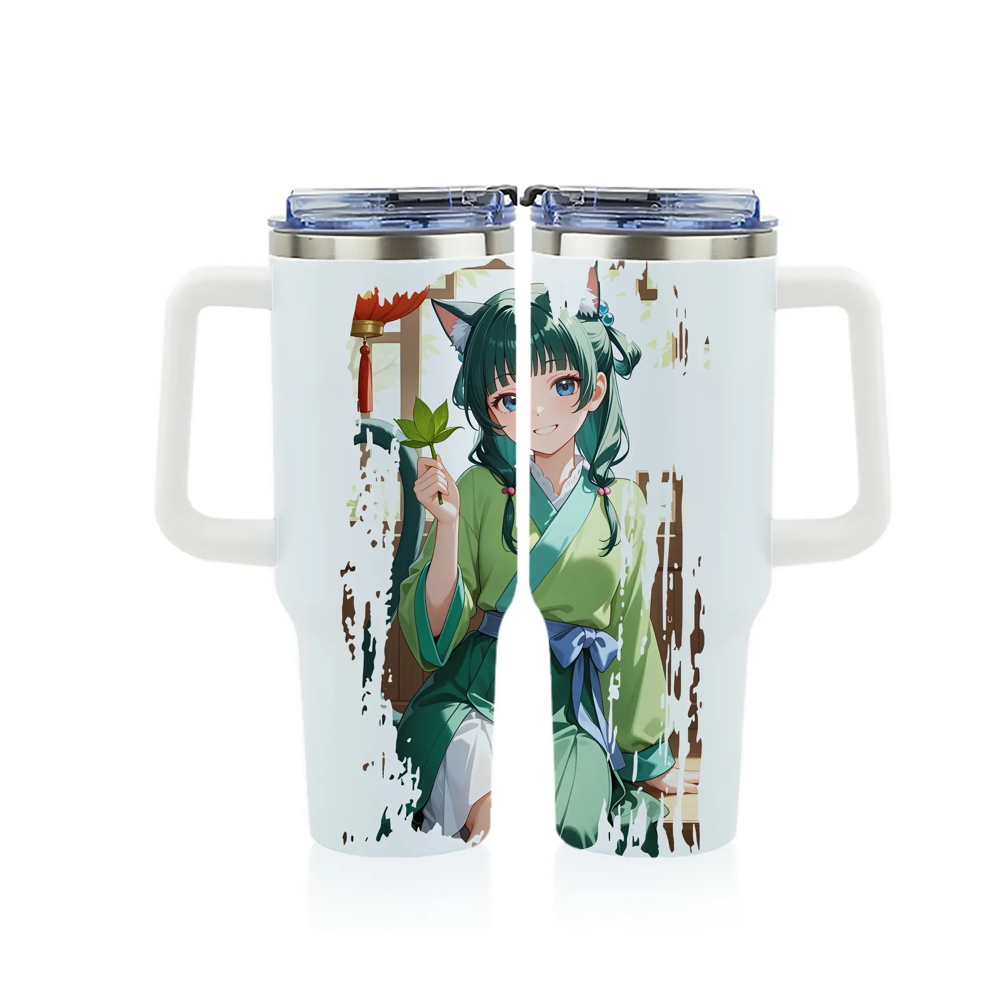 薬屋のひとりごと グッズ,猫猫 - 1200mL フルプリント車用タンブラー ・ 304ステンレス 内側 ・ 201ステンレス 外側 ・ 保温 保冷 ・ 通勤 ドライブ アウトドア用