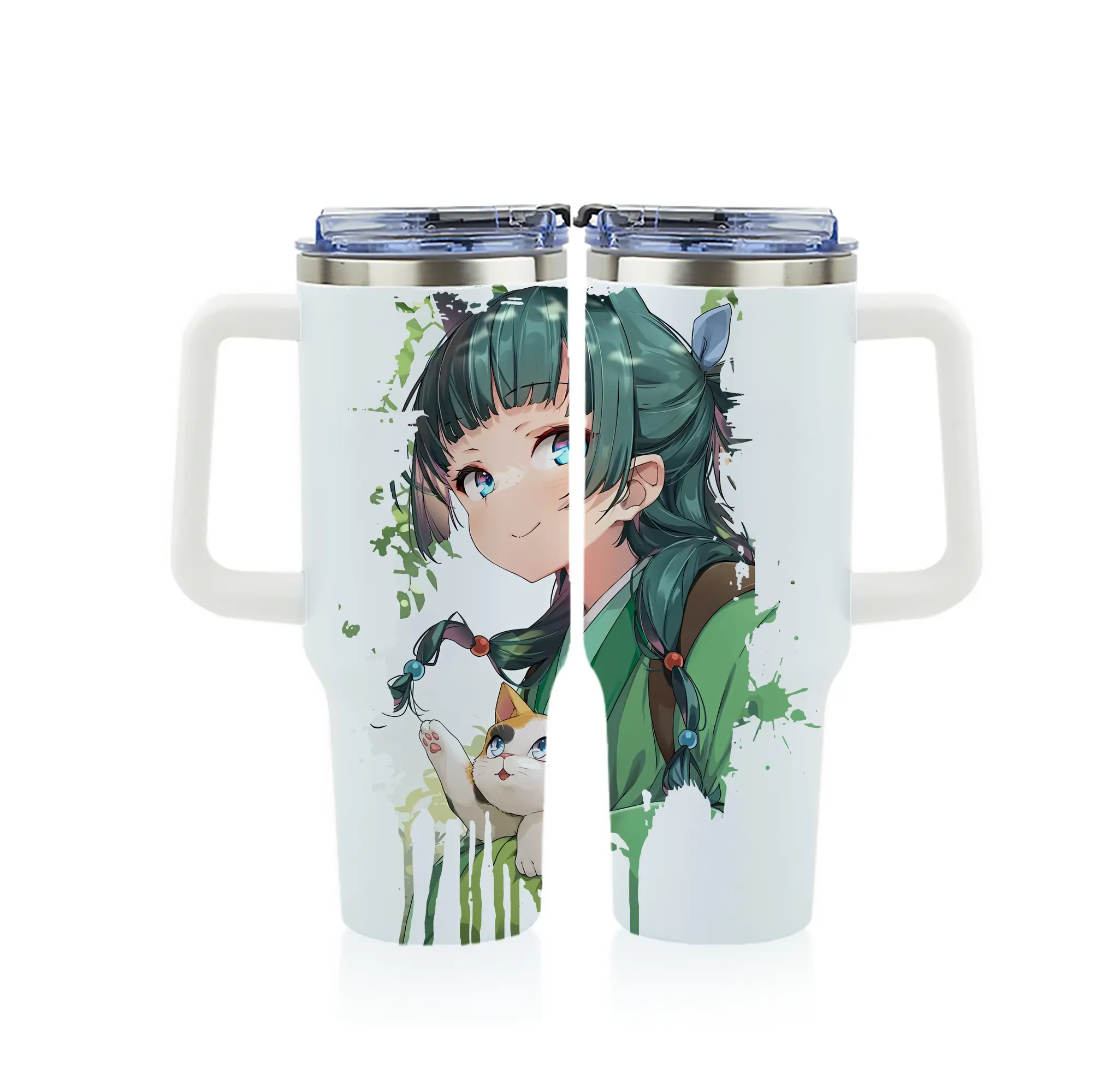 薬屋のひとりごと グッズ,猫猫 - 1200mL フルプリント車用タンブラー ・ 304ステンレス 内側 ・ 201ステンレス 外側 ・ 保温 保冷 ・ 通勤 ドライブ アウトドア用