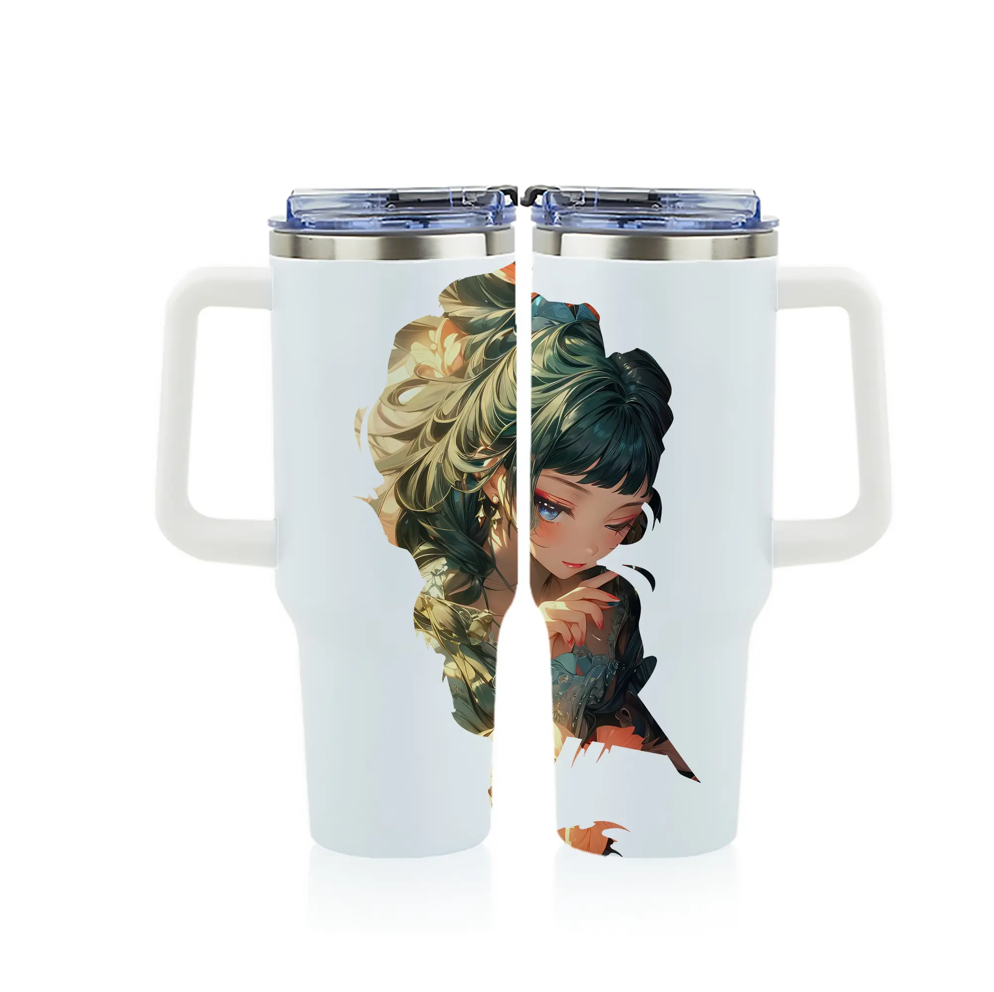 薬屋のひとりごと グッズ,猫猫 - 1200mL フルプリント車用タンブラー ・ 304ステンレス 内側 ・ 201ステンレス 外側 ・ 保温 保冷 ・ 通勤 ドライブ アウトドア用