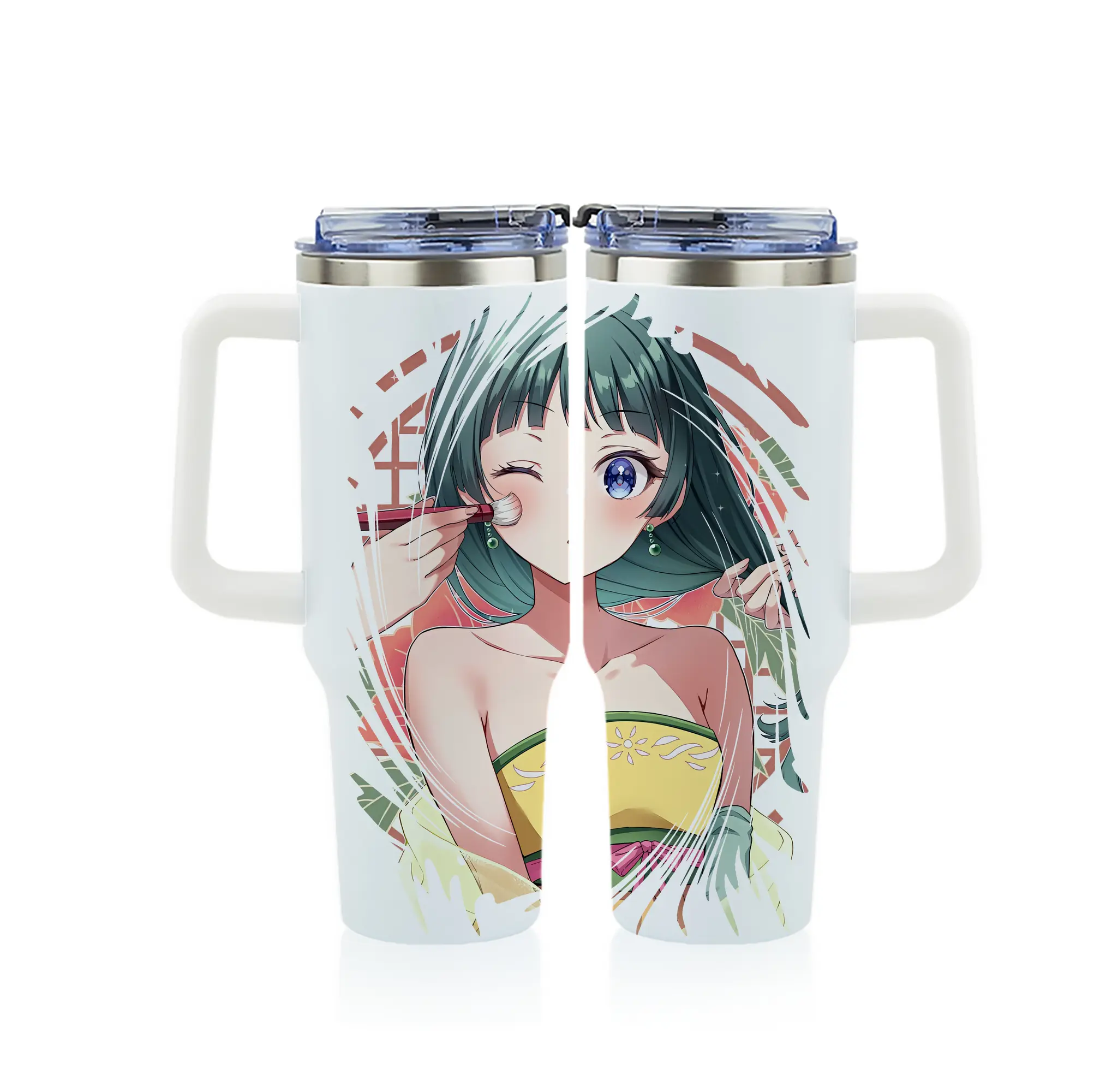 薬屋のひとりごと グッズ,猫猫 - 1200mL フルプリント車用タンブラー ・ 304ステンレス 内側 ・ 201ステンレス 外側 ・ 保温 保冷 ・ 通勤 ドライブ アウトドア用