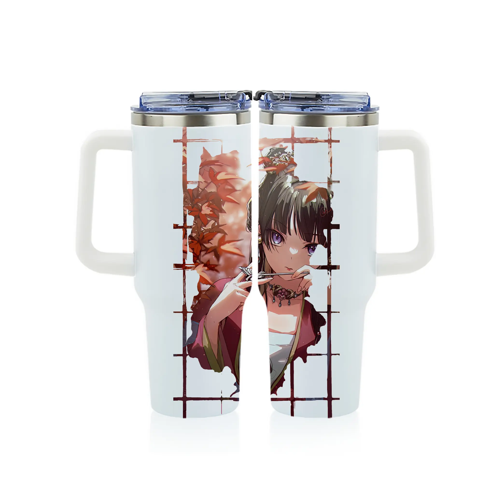 薬屋のひとりごと グッズ,猫猫 - 1200mL フルプリント車用タンブラー ・ 304ステンレス 内側 ・ 201ステンレス 外側 ・ 保温 保冷 ・ 通勤 ドライブ アウトドア用