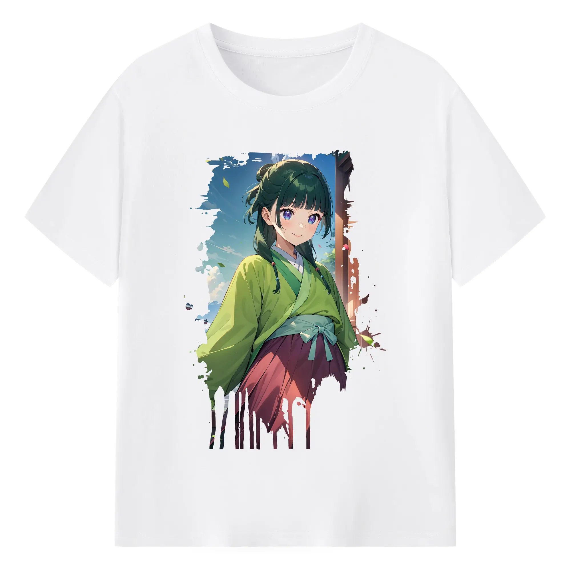 薬屋のひとりごと グッズ,猫猫 - 綿100％ 半袖Tシャツ ・ フロントプリント ・ 快適 通気性 ・ 日常使い 散歩 スポーツ用