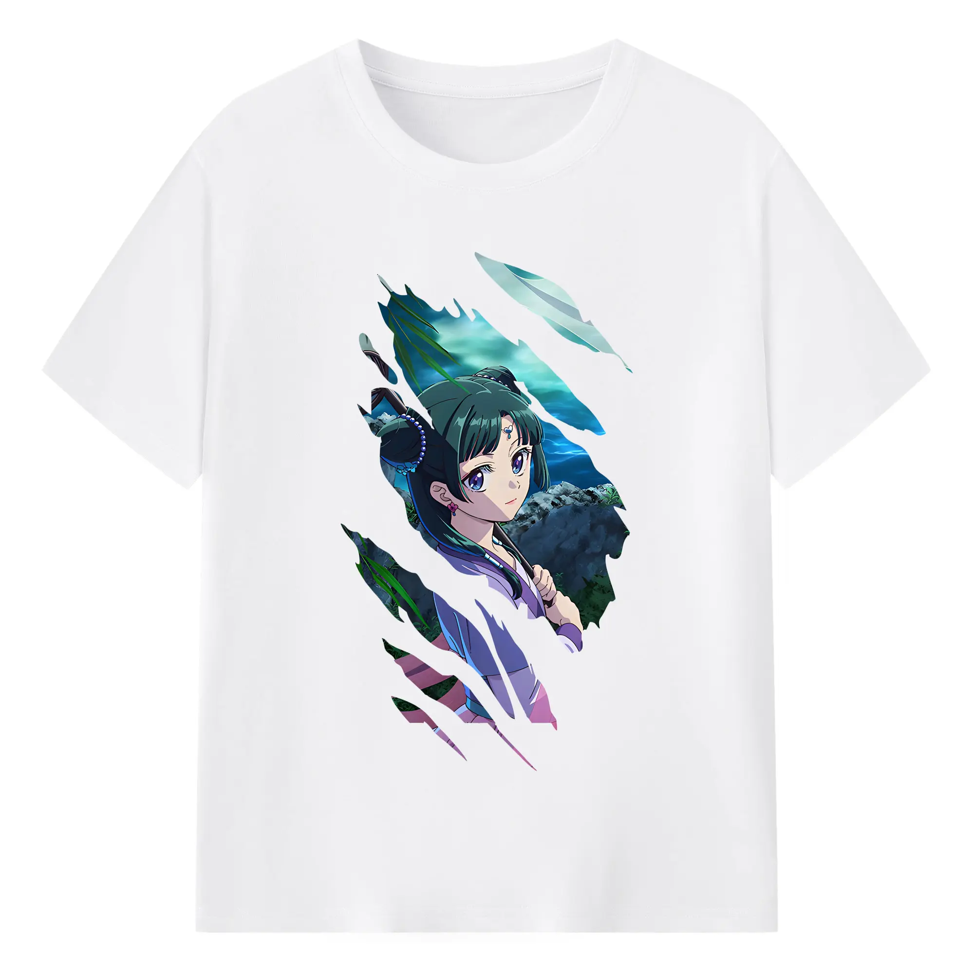 薬屋のひとりごと グッズ,猫猫 - 綿100％ 半袖Tシャツ ・ フロントプリント ・ 快適 通気性 ・ 日常使い 散歩 スポーツ用