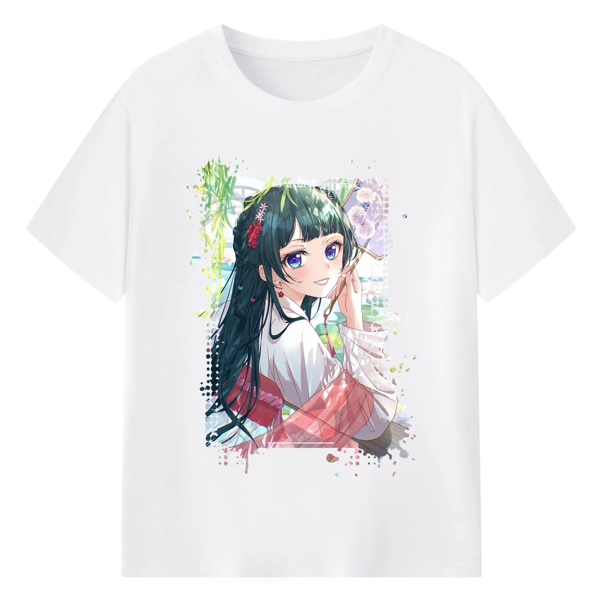 薬屋のひとりごと グッズ,猫猫 - 綿100％ 半袖Tシャツ ・ フロントプリント ・ 快適 通気性 ・ 日常使い 散歩 スポーツ用