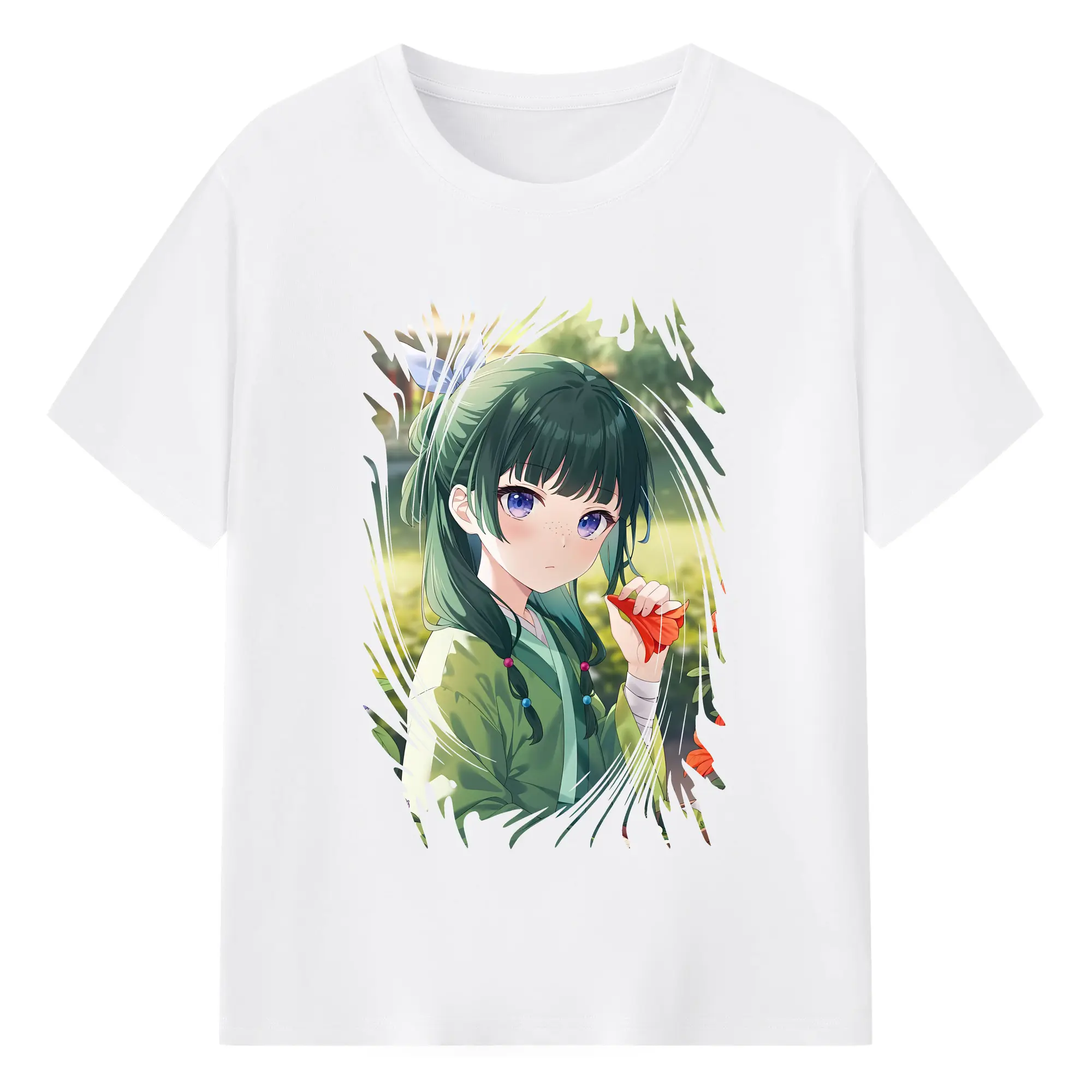 薬屋のひとりごと グッズ,猫猫 - 綿100％ 半袖Tシャツ ・ フロントプリント ・ 快適 通気性 ・ 日常使い 散歩 スポーツ用