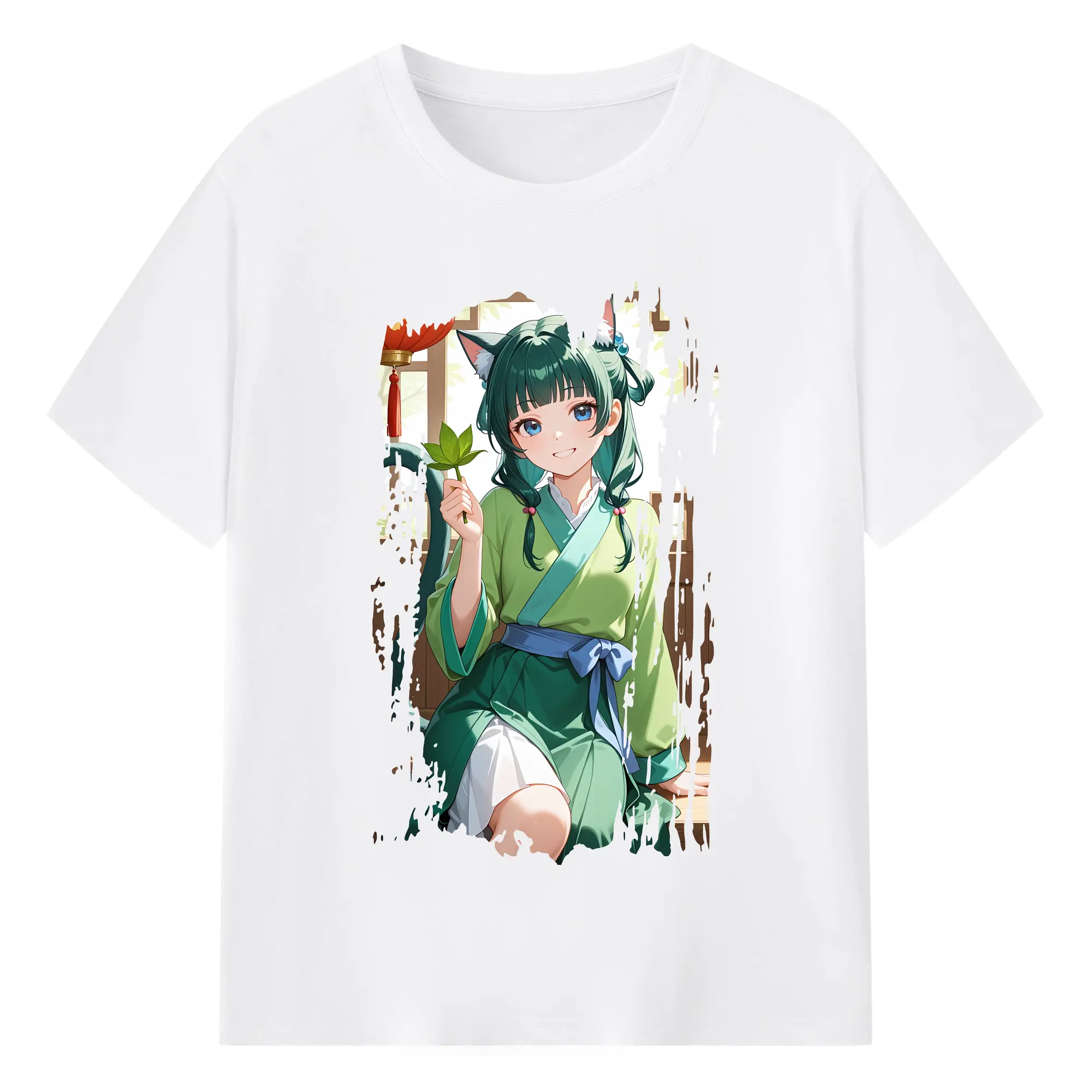 薬屋のひとりごと グッズ,猫猫 - 綿100％ 半袖Tシャツ ・ フロントプリント ・ 快適 通気性 ・ 日常使い 散歩 スポーツ用