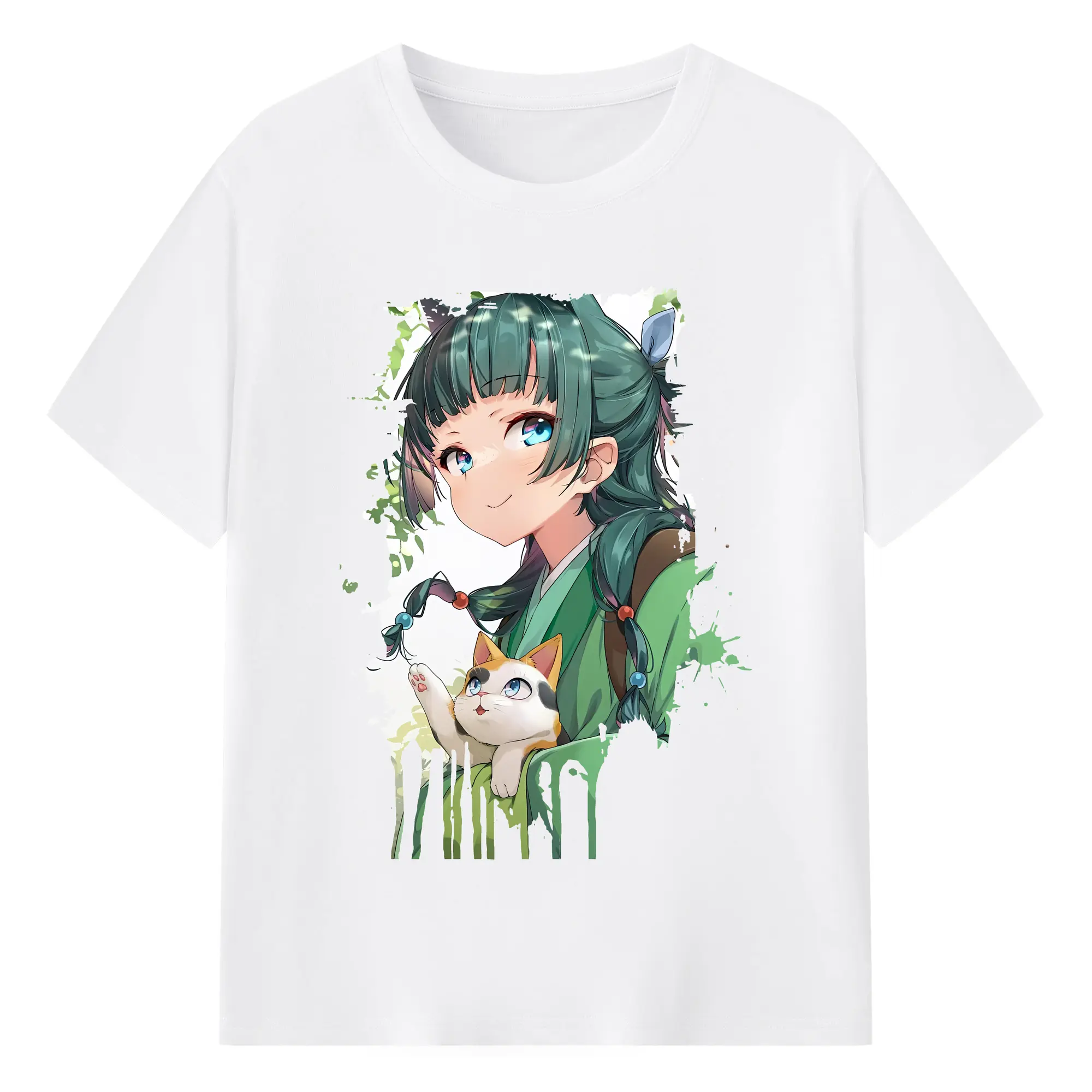 薬屋のひとりごと グッズ,猫猫 - 綿100％ 半袖Tシャツ ・ フロントプリント ・ 快適 通気性 ・ 日常使い 散歩 スポーツ用