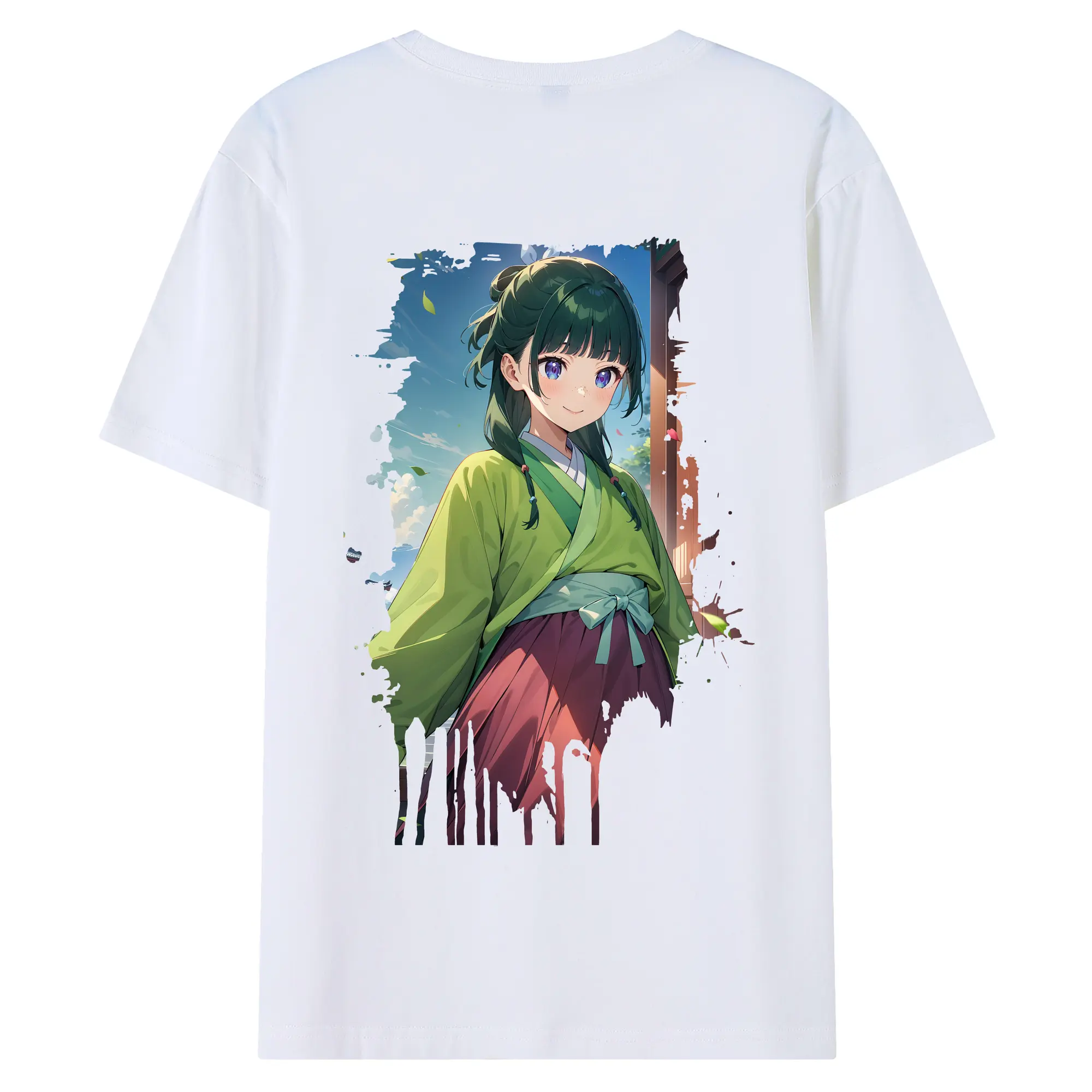 薬屋のひとりごと グッズ,猫猫 - 綿100％ 半袖Tシャツ ・ バックプリント ・ 快適 通気性 ・ 日常使い 散歩 スポーツ用