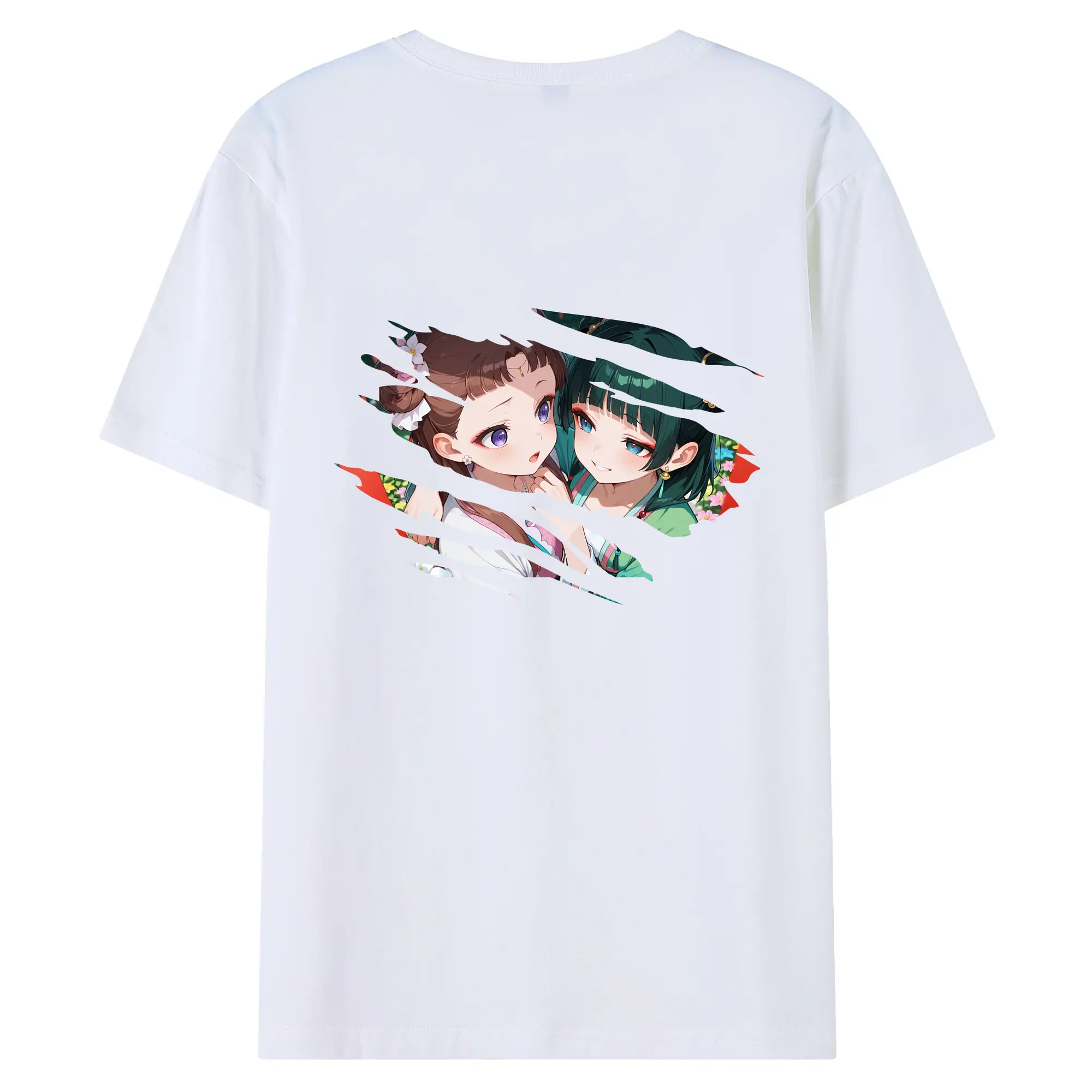 薬屋のひとりごと グッズ,猫猫 - 綿100％ 半袖Tシャツ ・ バックプリント ・ 快適 通気性 ・ 日常使い 散歩 スポーツ用