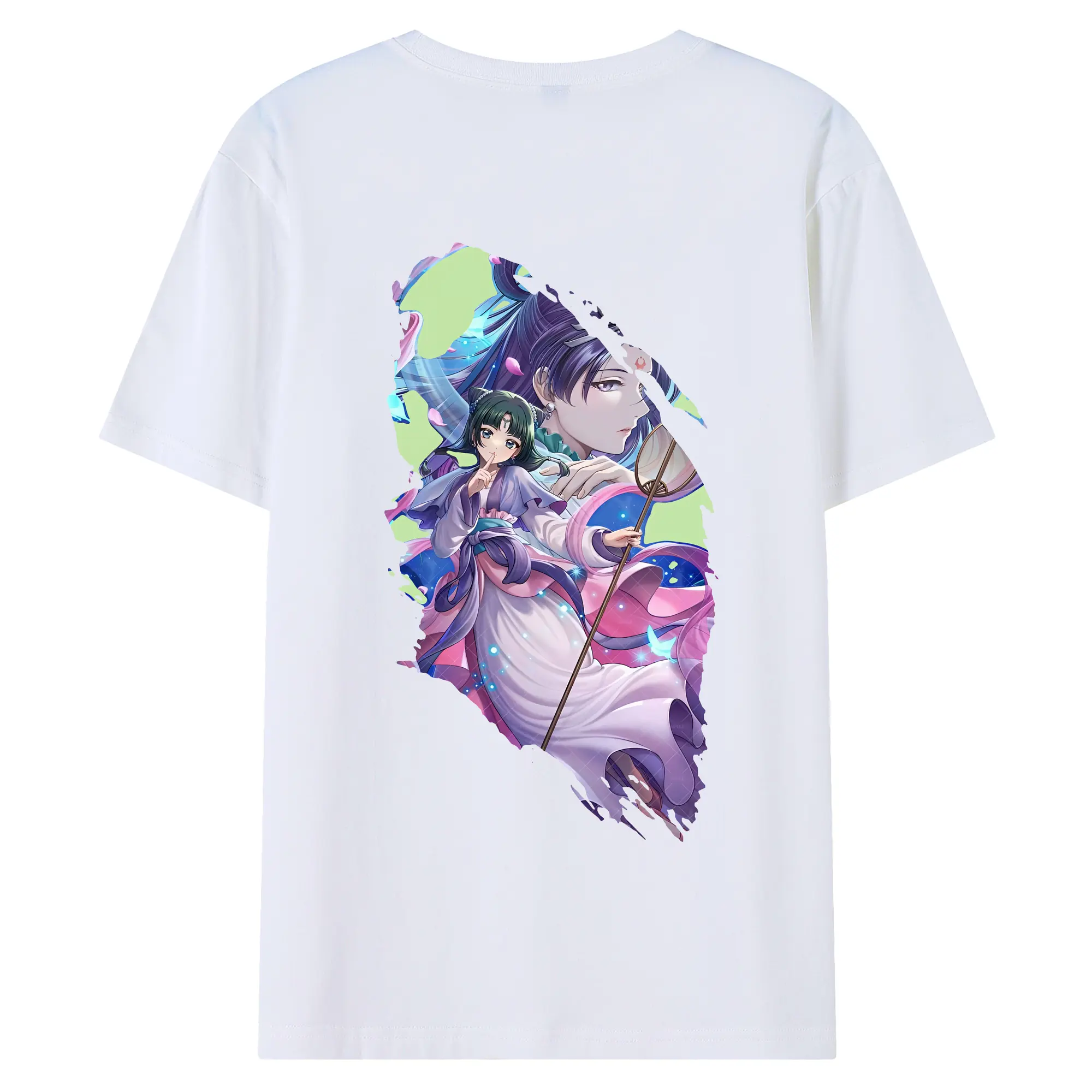 薬屋のひとりごと グッズ,猫猫 - 綿100％ 半袖Tシャツ ・ バックプリント ・ 快適 通気性 ・ 日常使い 散歩 スポーツ用