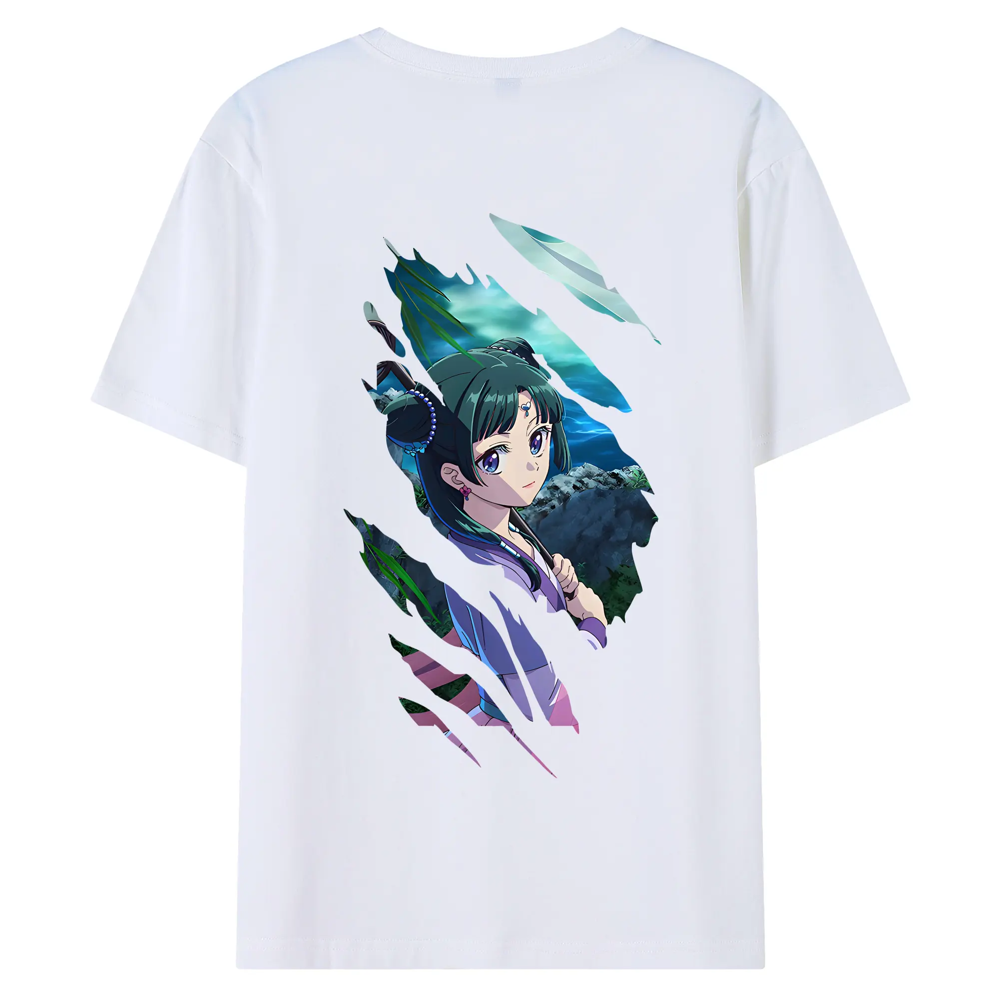 薬屋のひとりごと グッズ,猫猫 - 綿100％ 半袖Tシャツ ・ バックプリント ・ 快適 通気性 ・ 日常使い 散歩 スポーツ用