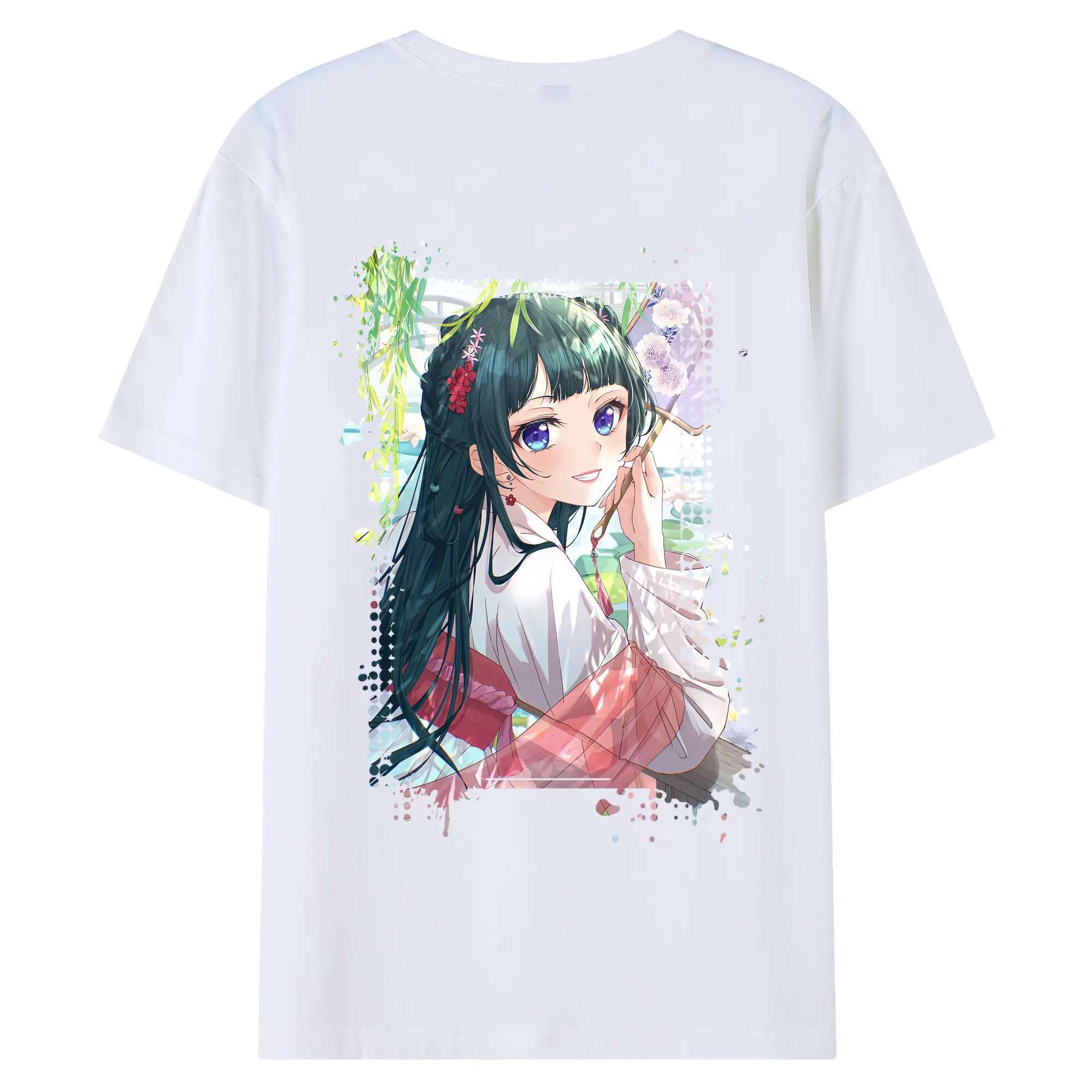 薬屋のひとりごと グッズ,猫猫 - 綿100％ 半袖Tシャツ ・ バックプリント ・ 快適 通気性 ・ 日常使い 散歩 スポーツ用