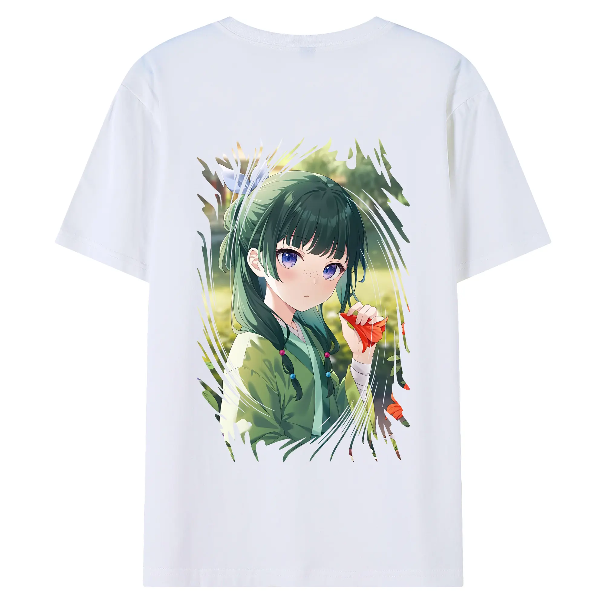 薬屋のひとりごと グッズ,猫猫 - 綿100％ 半袖Tシャツ ・ バックプリント ・ 快適 通気性 ・ 日常使い 散歩 スポーツ用