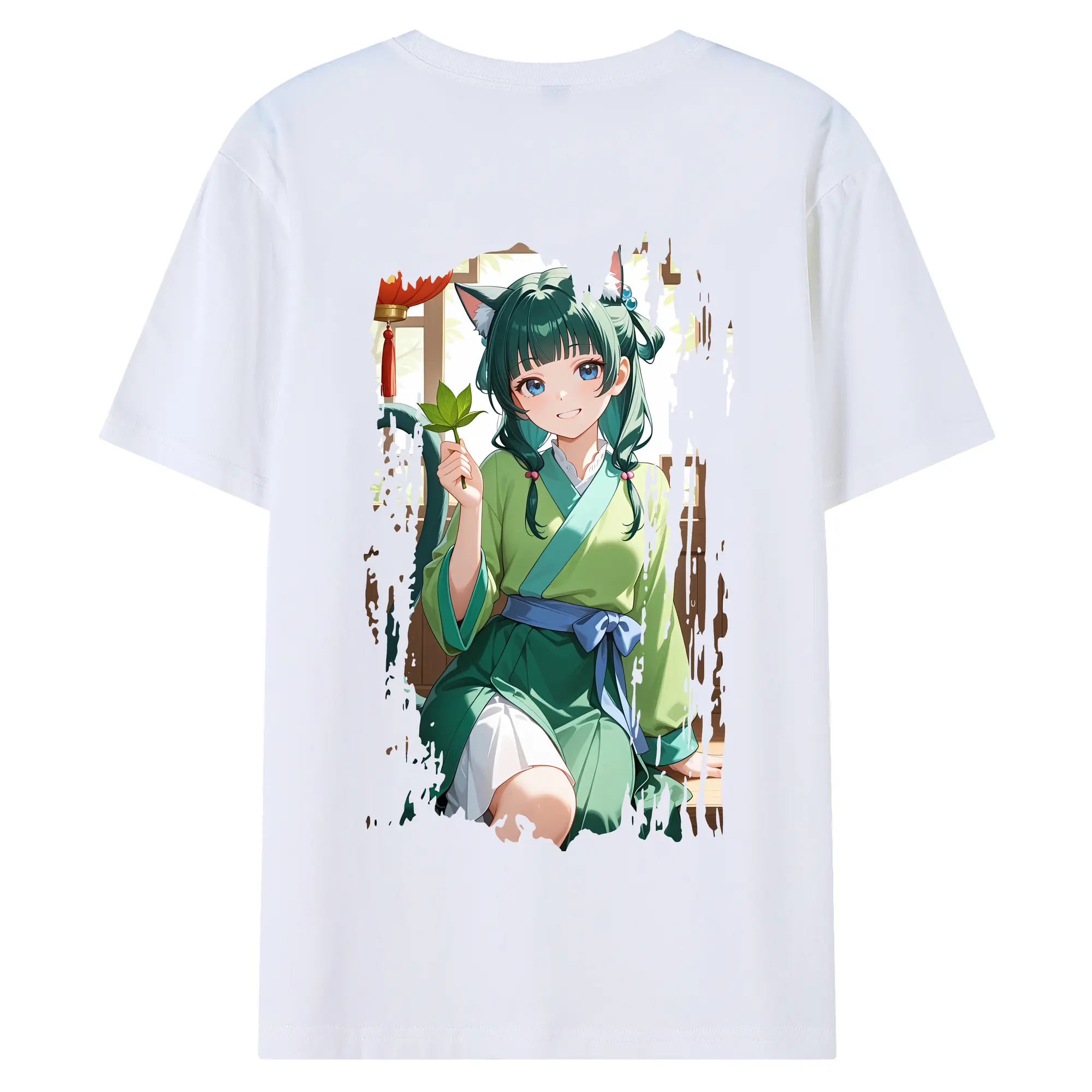 薬屋のひとりごと グッズ,猫猫 - 綿100％ 半袖Tシャツ ・ バックプリント ・ 快適 通気性 ・ 日常使い 散歩 スポーツ用