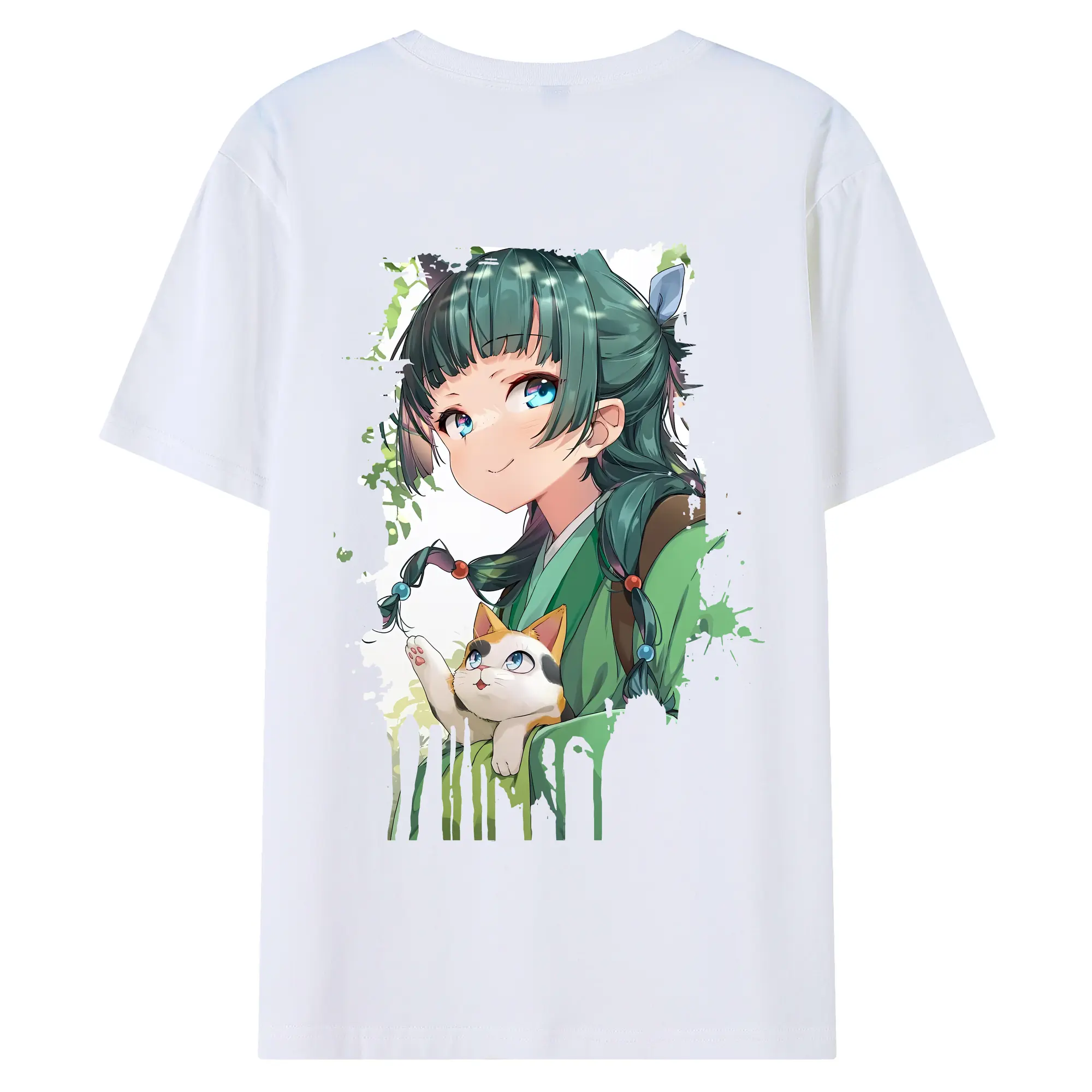 薬屋のひとりごと グッズ,猫猫 - 綿100％ 半袖Tシャツ ・ バックプリント ・ 快適 通気性 ・ 日常使い 散歩 スポーツ用