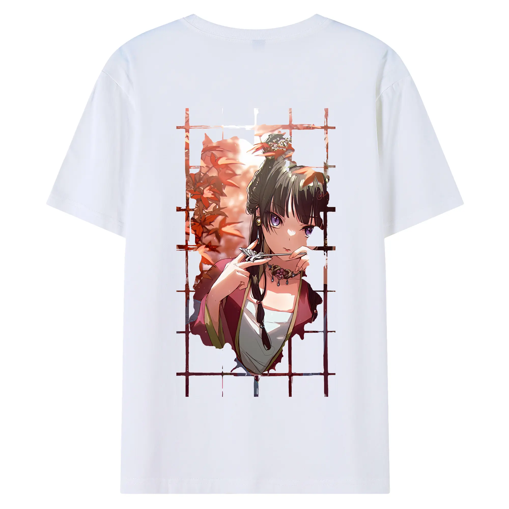 薬屋のひとりごと グッズ,猫猫 - 綿100％ 半袖Tシャツ ・ バックプリント ・ 快適 通気性 ・ 日常使い 散歩 スポーツ用