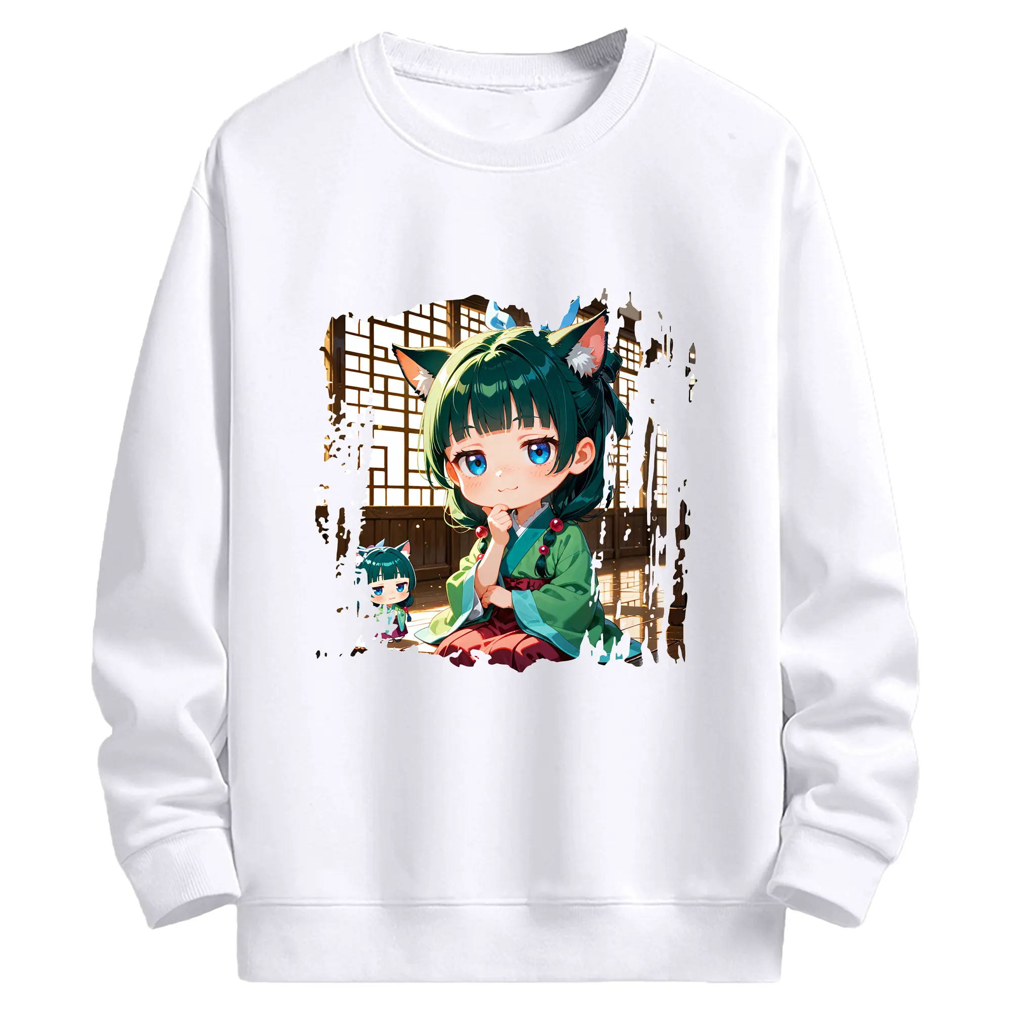 薬屋のひとりごと グッズ,猫猫 - 高品質 クルーネック スウェット ・ コットン59％ ポリエステル41％ ・ ユニセックス 長袖 トレーナー ・ カジュアル デイリー スポーツ 散歩用