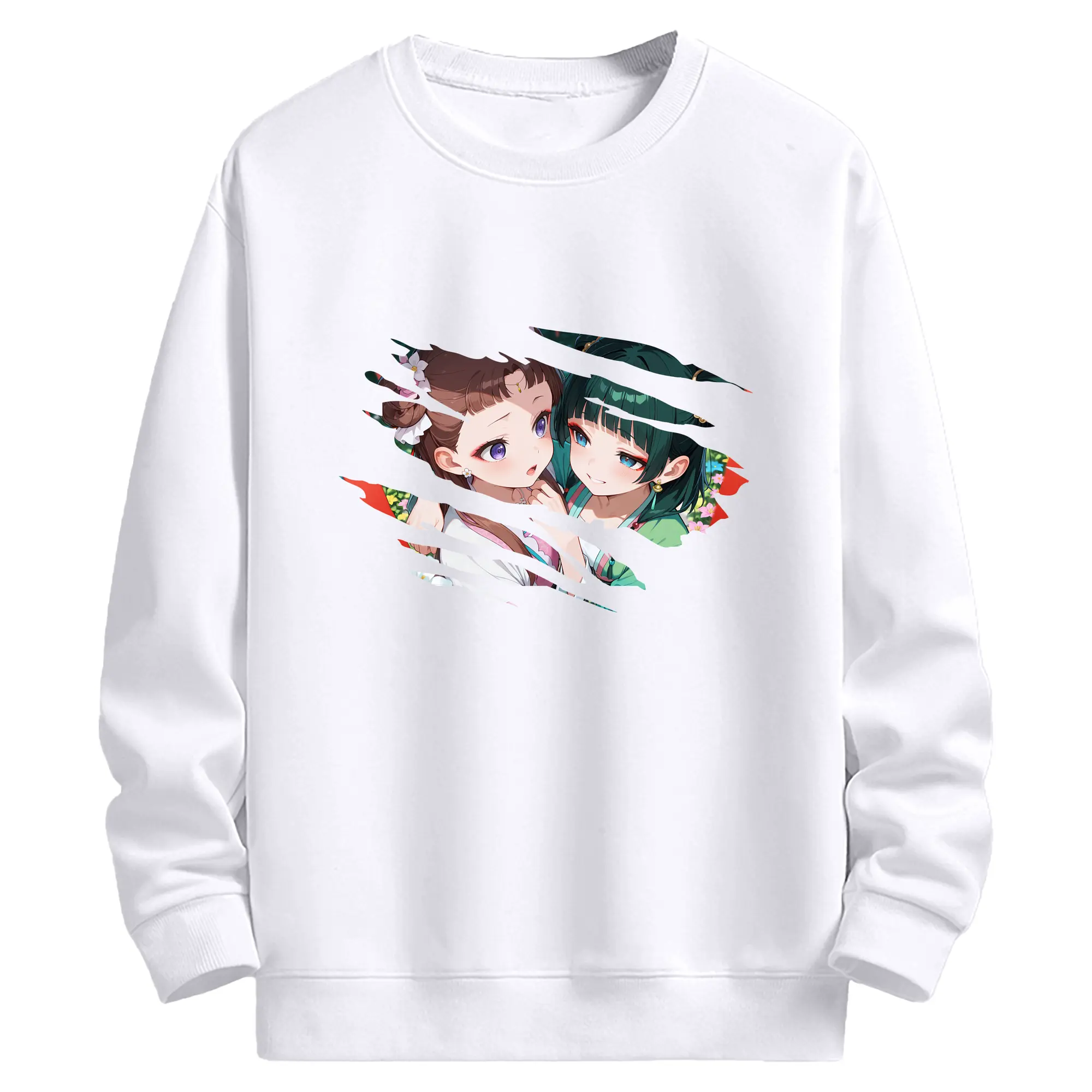 薬屋のひとりごと グッズ,猫猫 - 高品質 クルーネック スウェット ・ コットン59％ ポリエステル41％ ・ ユニセックス 長袖 トレーナー ・ カジュアル デイリー スポーツ 散歩用