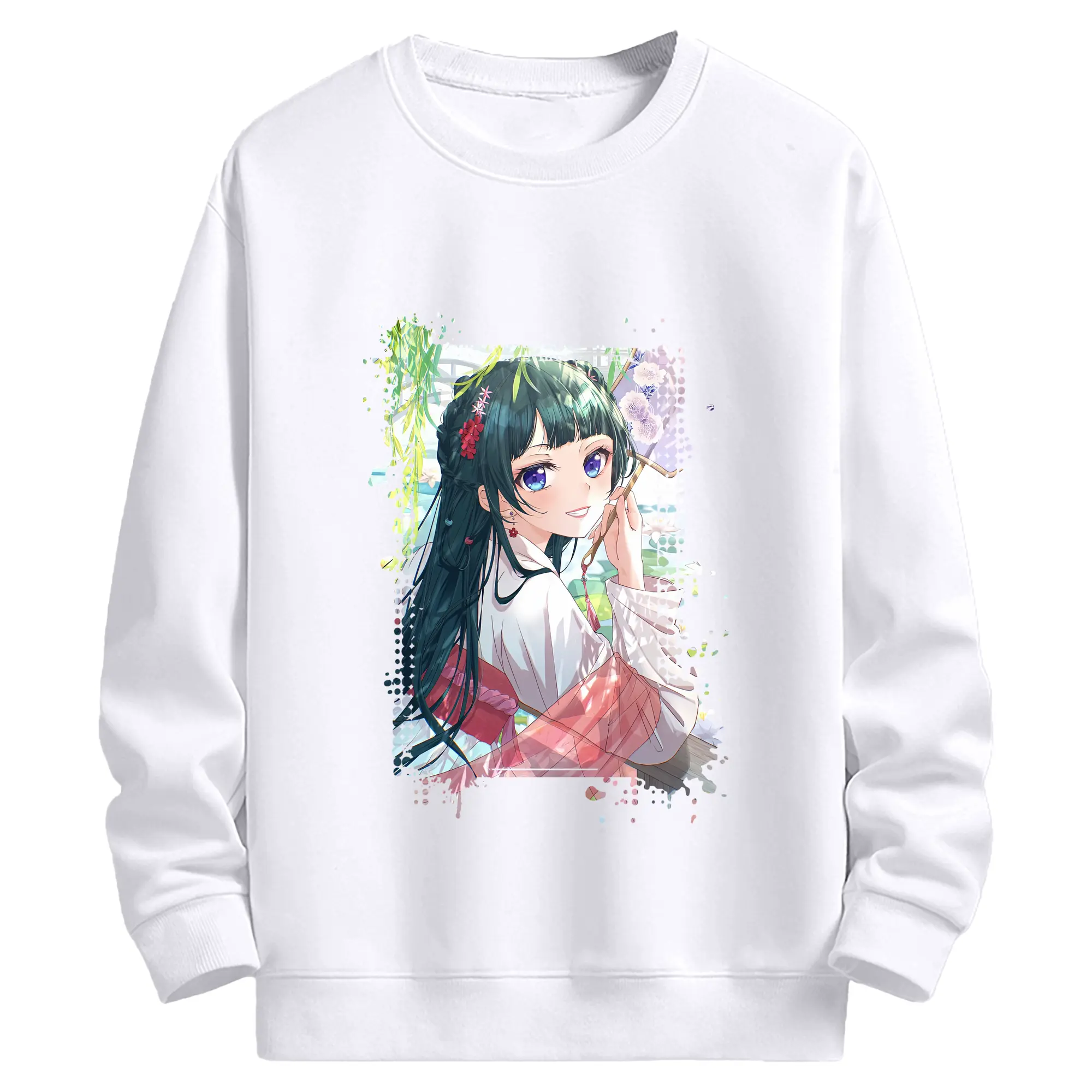 薬屋のひとりごと グッズ,猫猫 - 高品質 クルーネック スウェット ・ コットン59％ ポリエステル41％ ・ ユニセックス 長袖 トレーナー ・ カジュアル デイリー スポーツ 散歩用