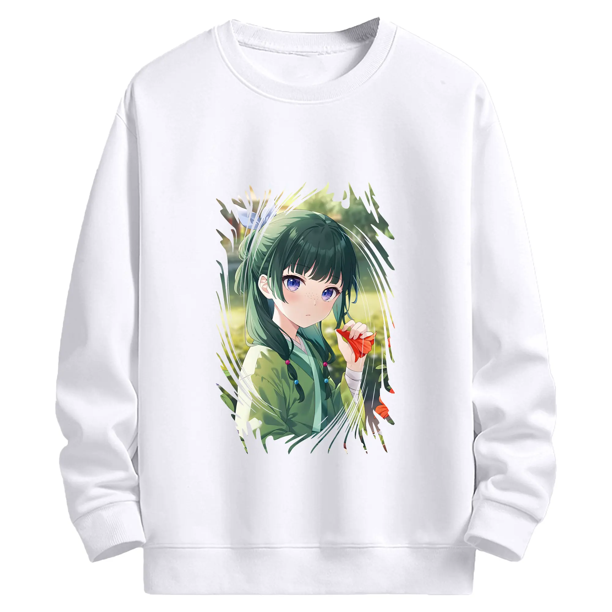 薬屋のひとりごと グッズ,猫猫 - 高品質 クルーネック スウェット ・ コットン59％ ポリエステル41％ ・ ユニセックス 長袖 トレーナー ・ カジュアル デイリー スポーツ 散歩用