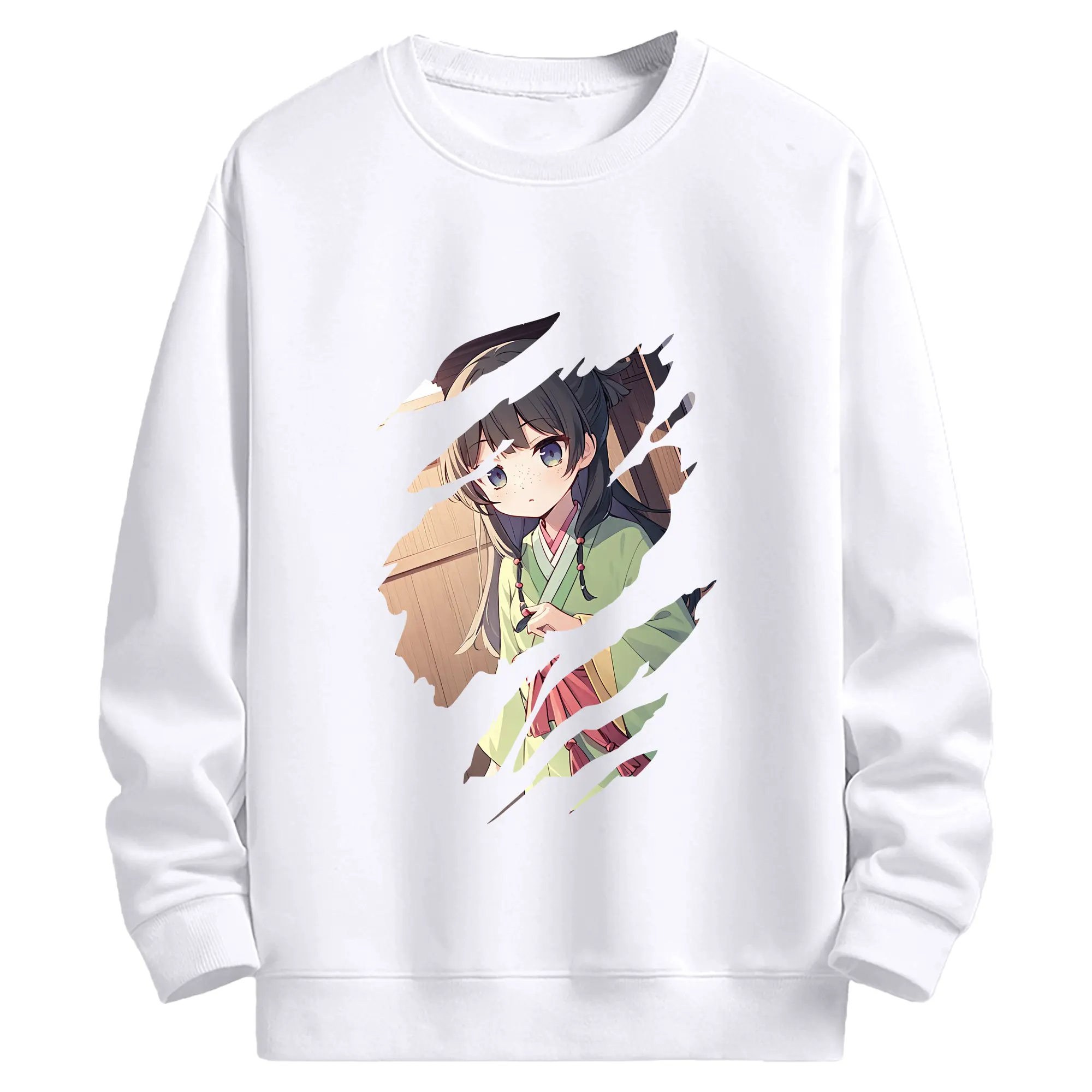 薬屋のひとりごと グッズ,猫猫 - 高品質 クルーネック スウェット ・ コットン59％ ポリエステル41％ ・ ユニセックス 長袖 トレーナー ・ カジュアル デイリー スポーツ 散歩用