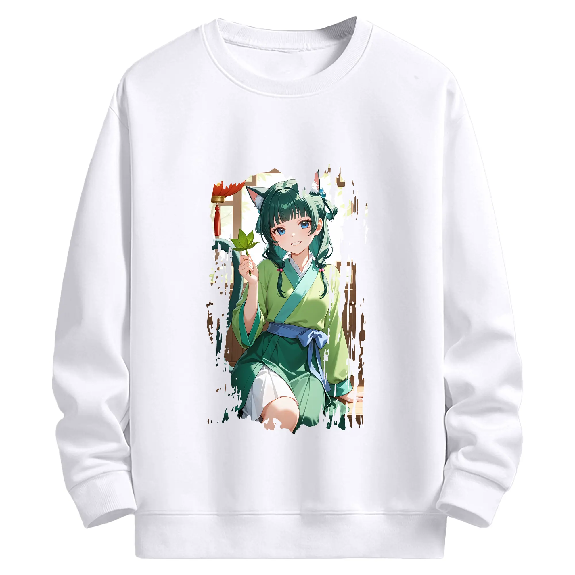 薬屋のひとりごと グッズ,猫猫 - 高品質 クルーネック スウェット ・ コットン59％ ポリエステル41％ ・ ユニセックス 長袖 トレーナー ・ カジュアル デイリー スポーツ 散歩用