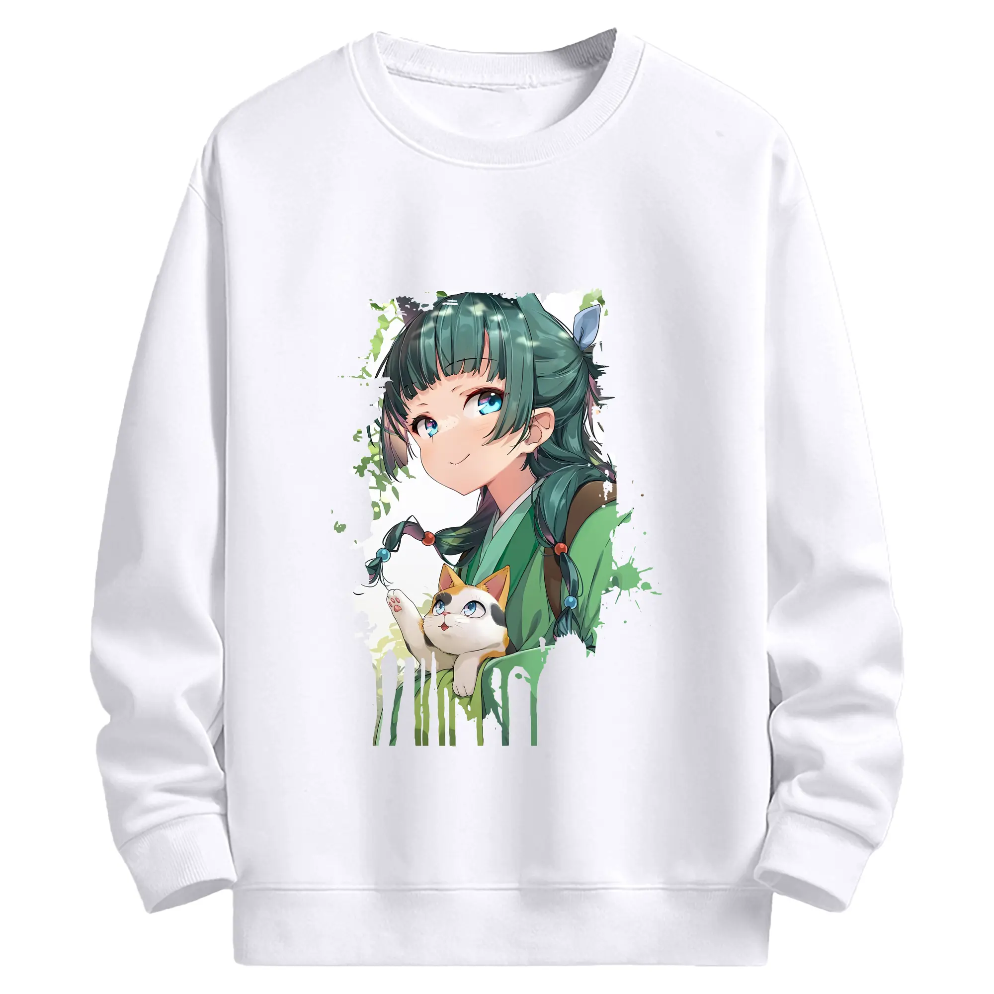 薬屋のひとりごと グッズ,猫猫 - 高品質 クルーネック スウェット ・ コットン59％ ポリエステル41％ ・ ユニセックス 長袖 トレーナー ・ カジュアル デイリー スポーツ 散歩用