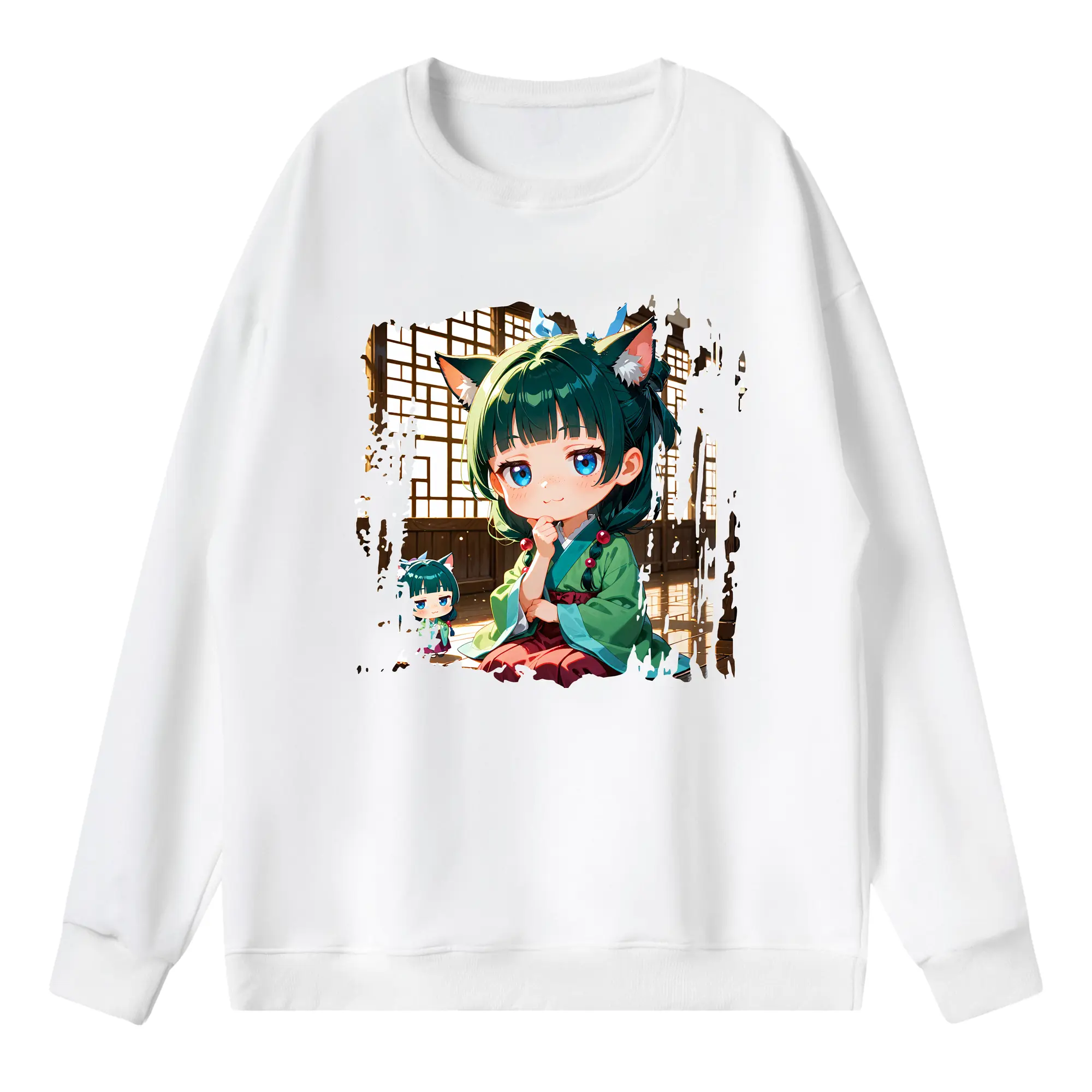 薬屋のひとりごと グッズ,猫猫 - 薄手 クルーネック スウェット 裏毛260g · ポリエステル 春秋向け カジュアル 男女兼用 · トレーナー デイリー スポーツ 散歩に最適