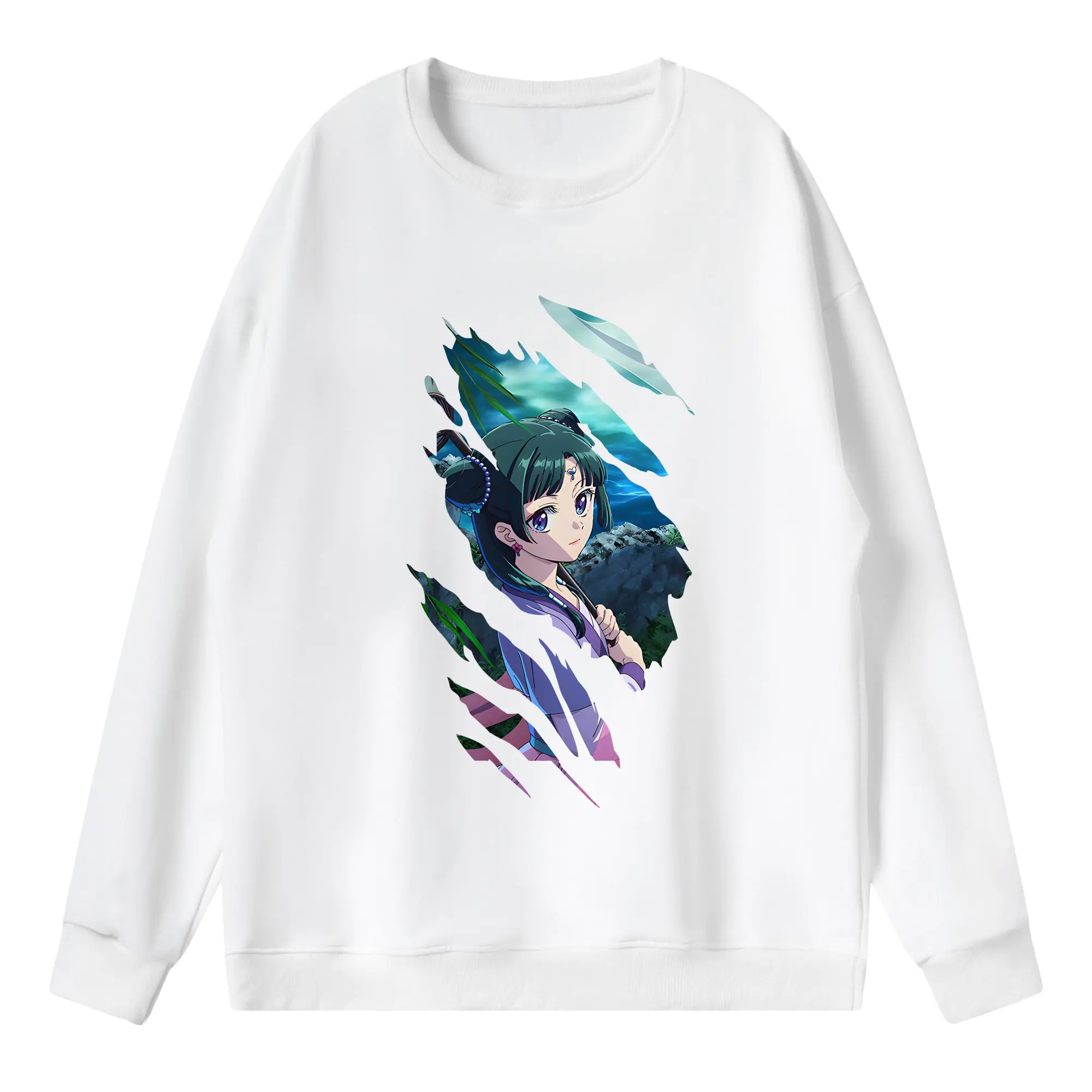 薬屋のひとりごと グッズ,猫猫 - 薄手 クルーネック スウェット 裏毛260g · ポリエステル 春秋向け カジュアル 男女兼用 · トレーナー デイリー スポーツ 散歩に最適