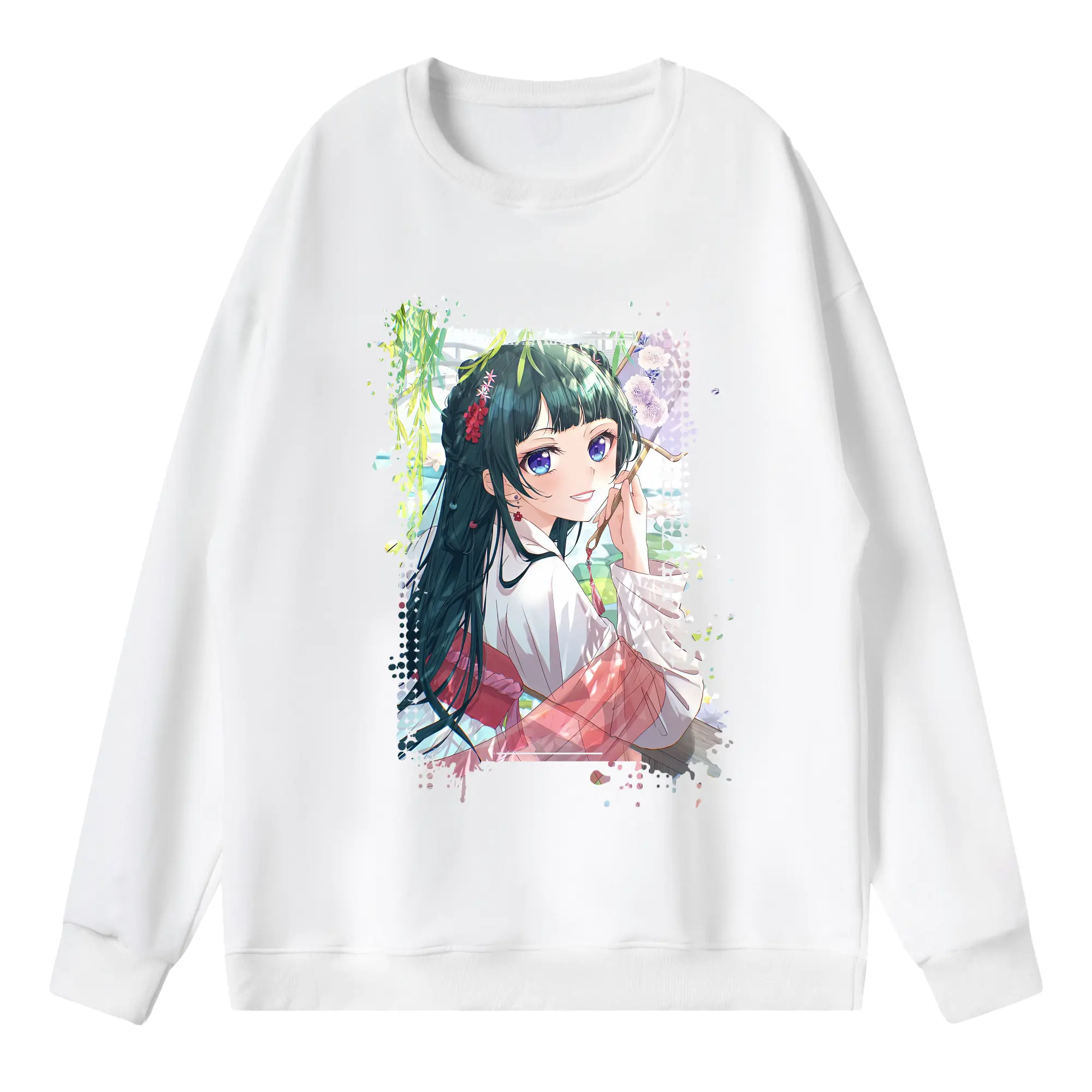 薬屋のひとりごと グッズ,猫猫 - 薄手 クルーネック スウェット 裏毛260g · ポリエステル 春秋向け カジュアル 男女兼用 · トレーナー デイリー スポーツ 散歩に最適